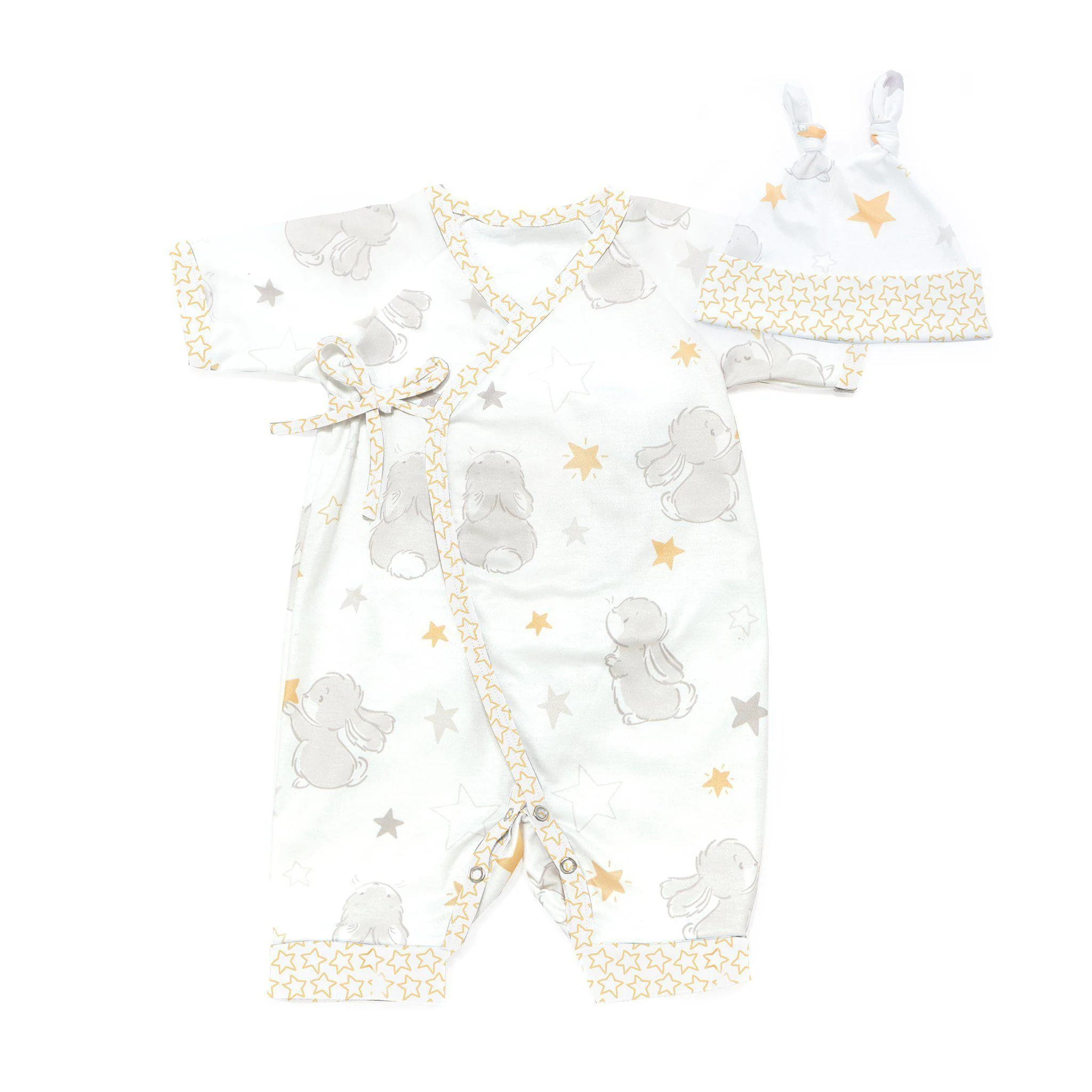 RETIRED - Bloom Bunny Kimono Romper and Hat Set