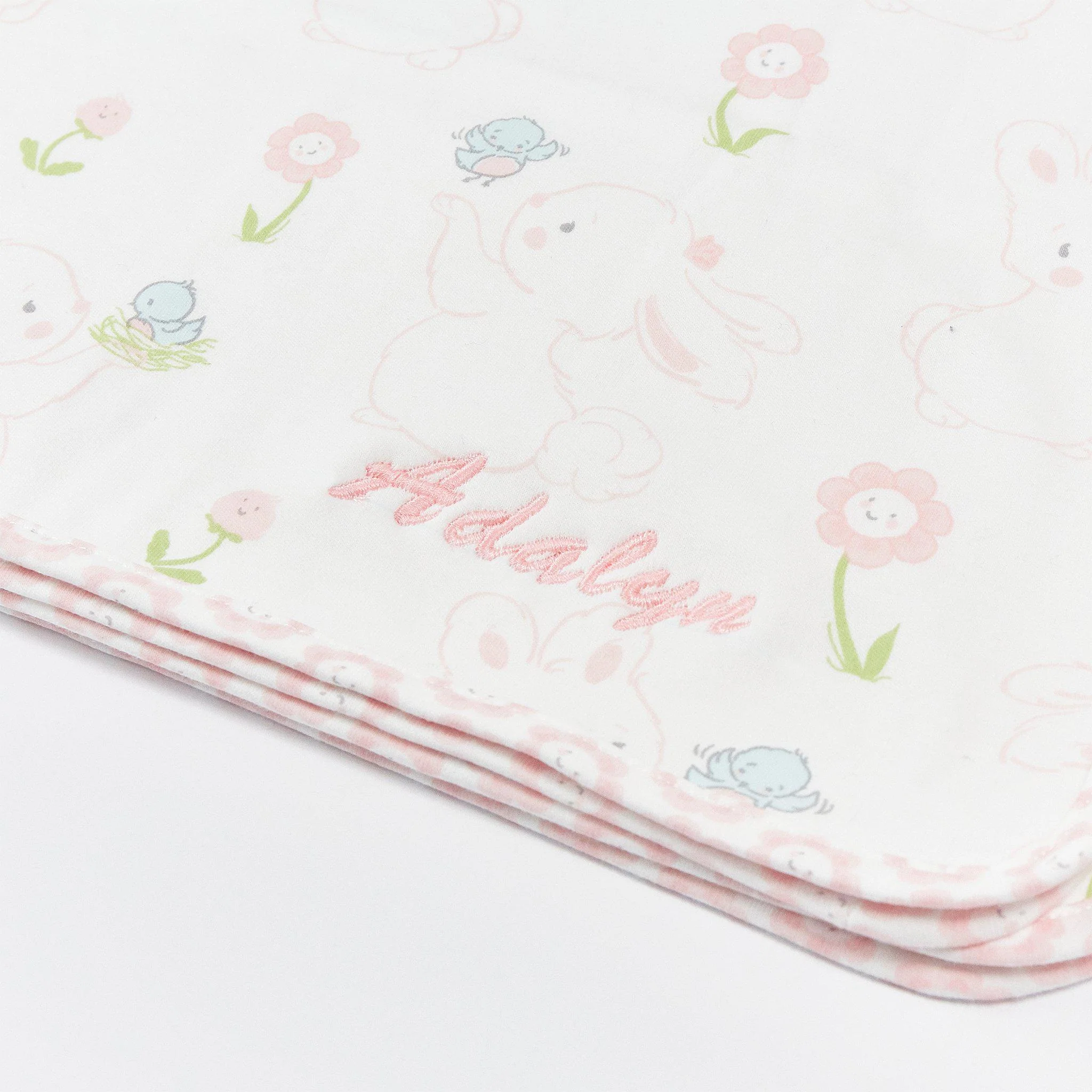 RETIRED - Blossom Bunny Receiving Blanket - Image 3