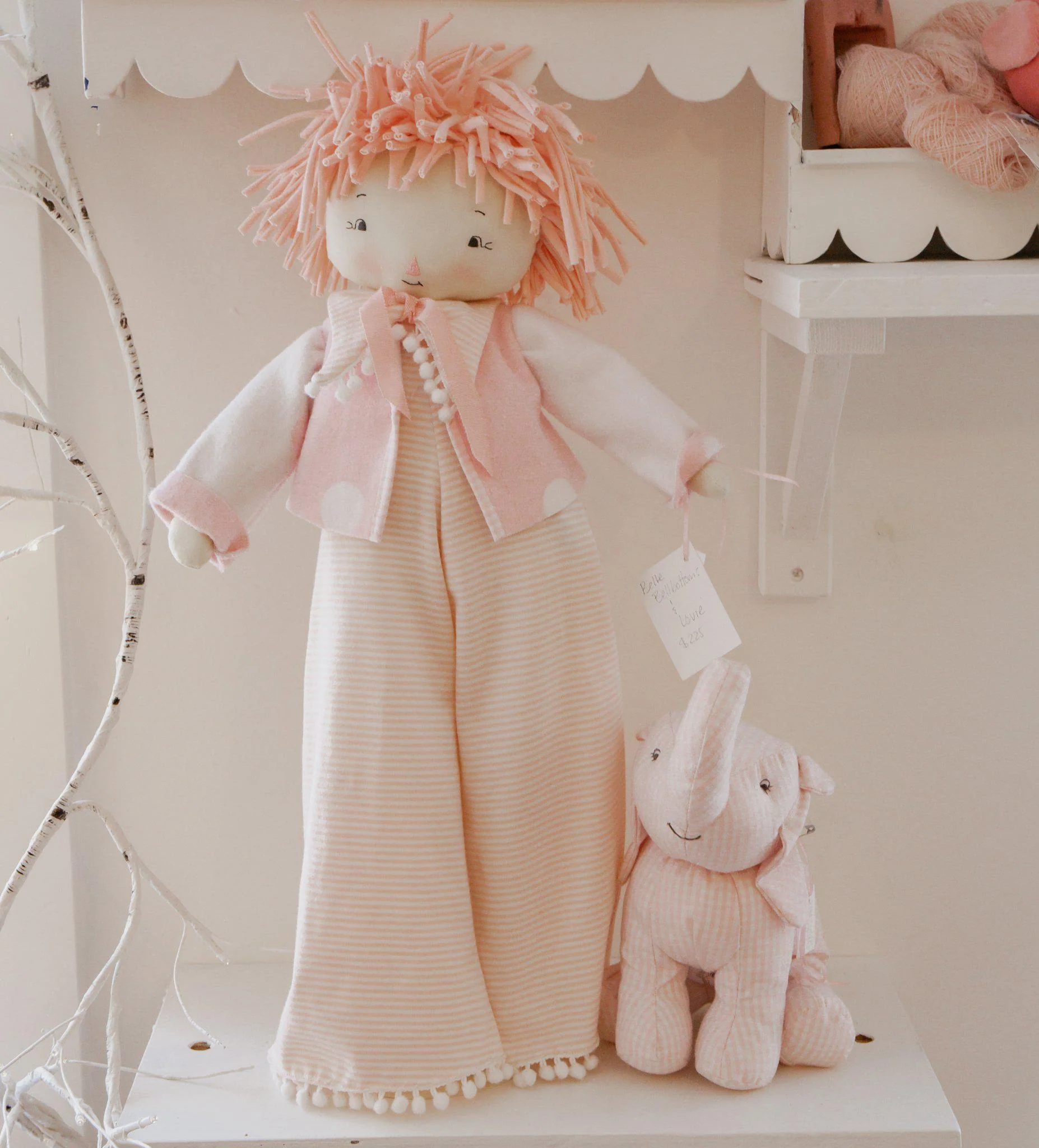 RETIRED - Hutch Studio Original - Belle Bellbottoms Doll & Lovie Set - One of A Kind