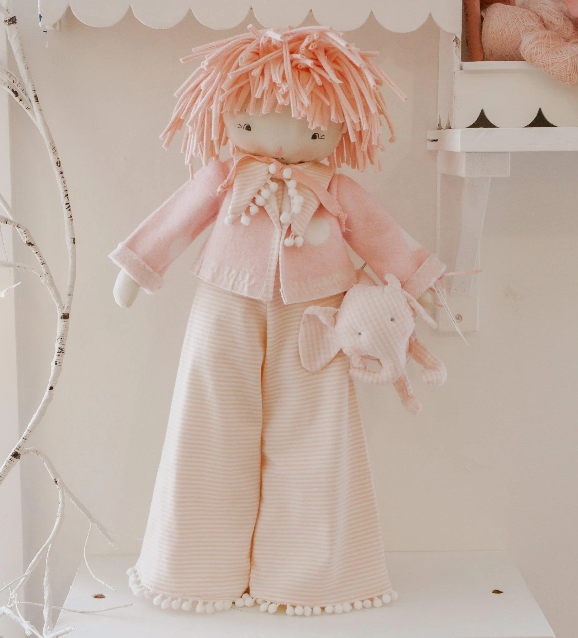 RETIRED - Hutch Studio Original - Betty Bellbottoms & Lil Ellie the Elephant Set - One of A Kind