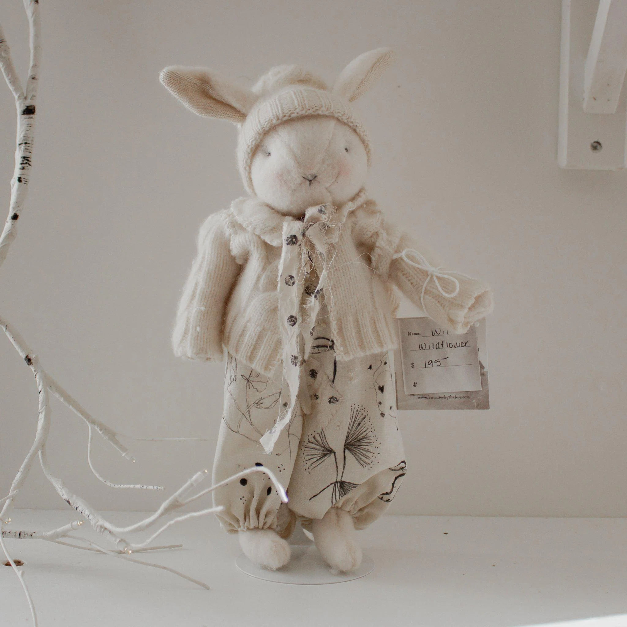 RETIRED - Hutch Studio Original - Wild Wildflower Bunny - One of A Kind