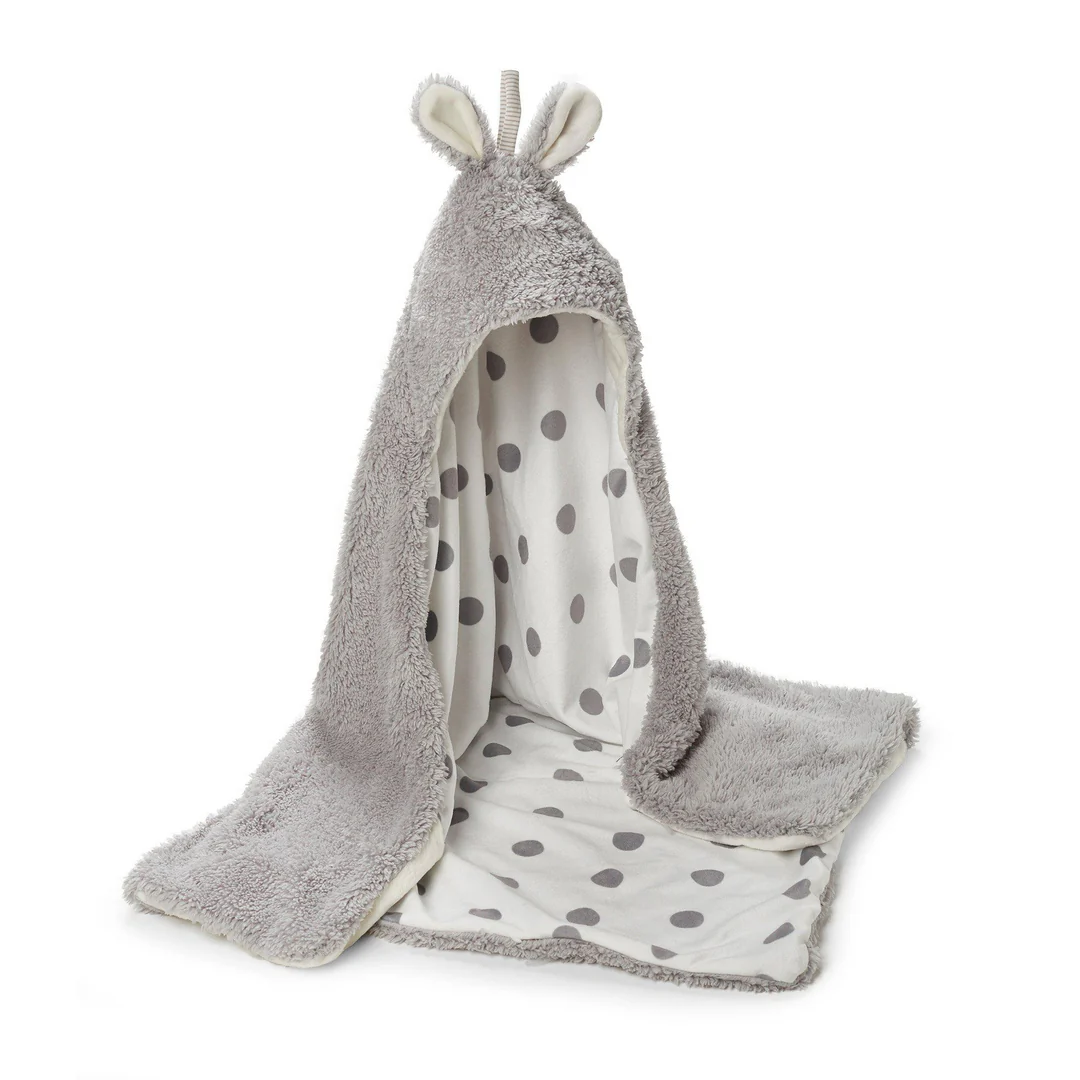 RETIRED - Bunny Hooded Blanket - Grey