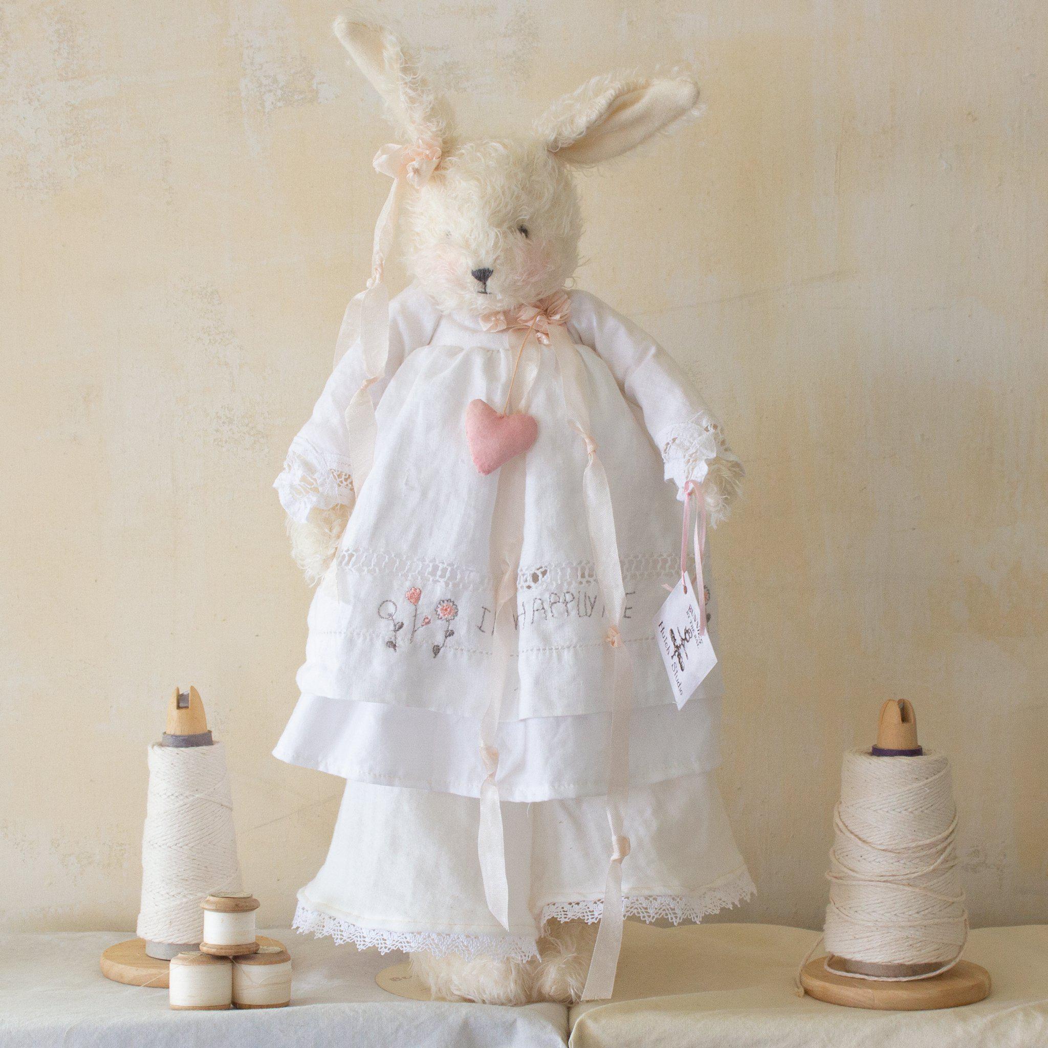 RETIRED - Hutch Studio - Lacey Linen - One Of A Kind Bunny