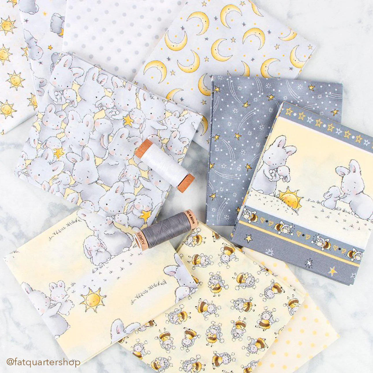 RETIRED - Fabric - Bloom and Little Star Collection - Packed Bunnies - 1/4 yard - Image 2