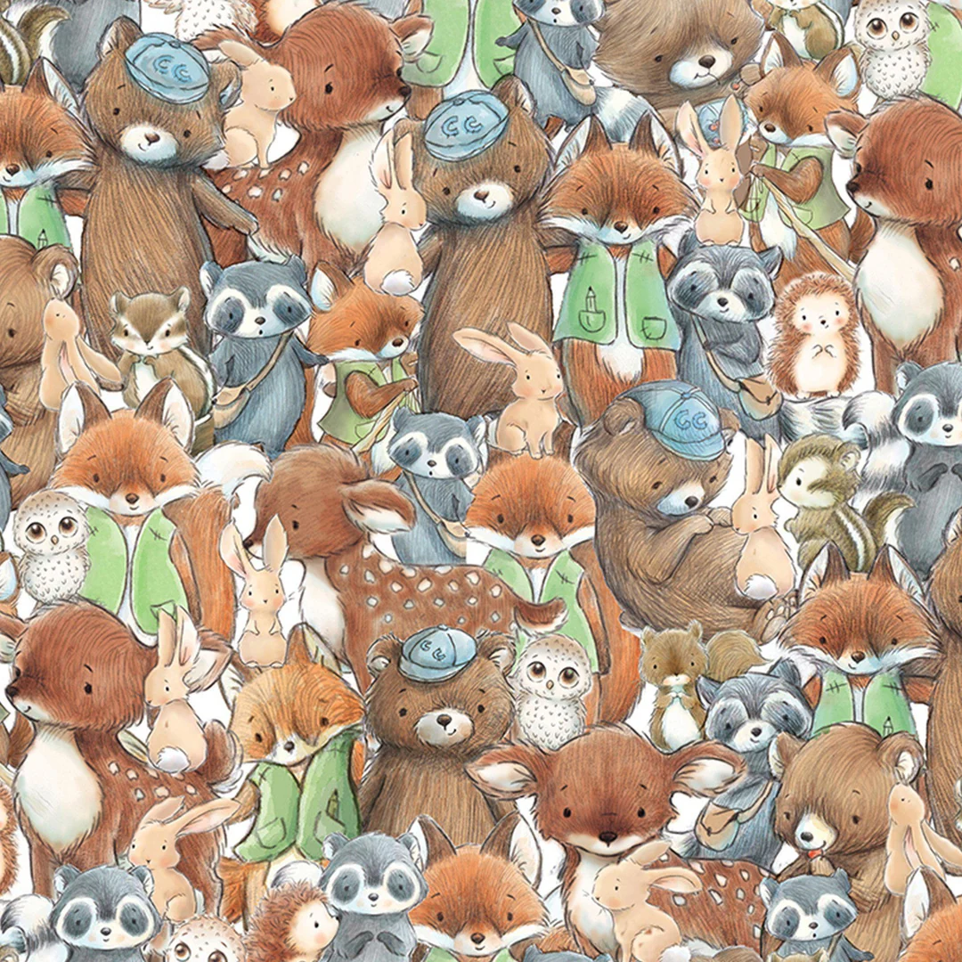 RETIRED - Fabric - Camp Cricket Collection - Packed Forest Friends