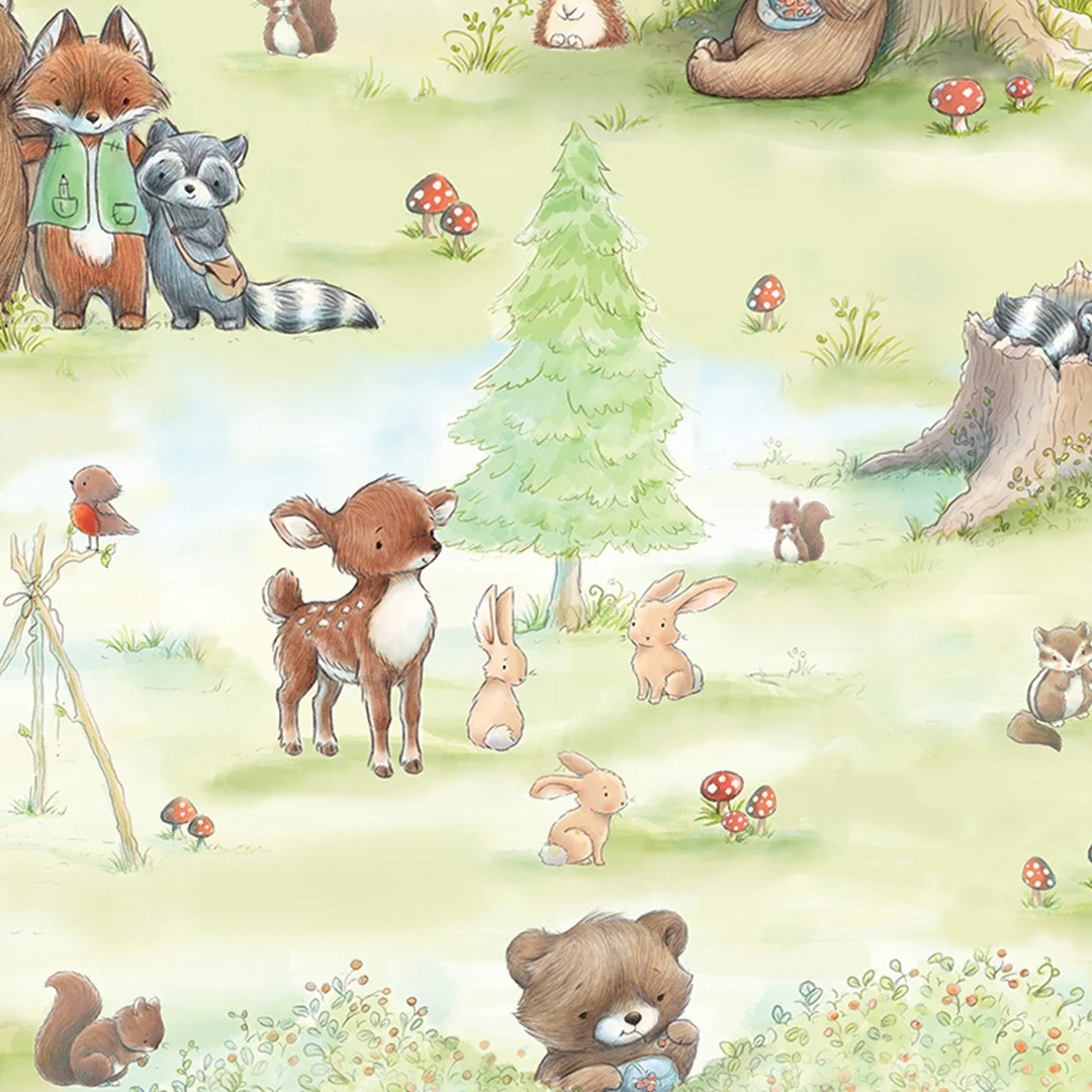 RETIRED - Fabric - Camp Cricket Forest Friends Activities - 1/4 yard