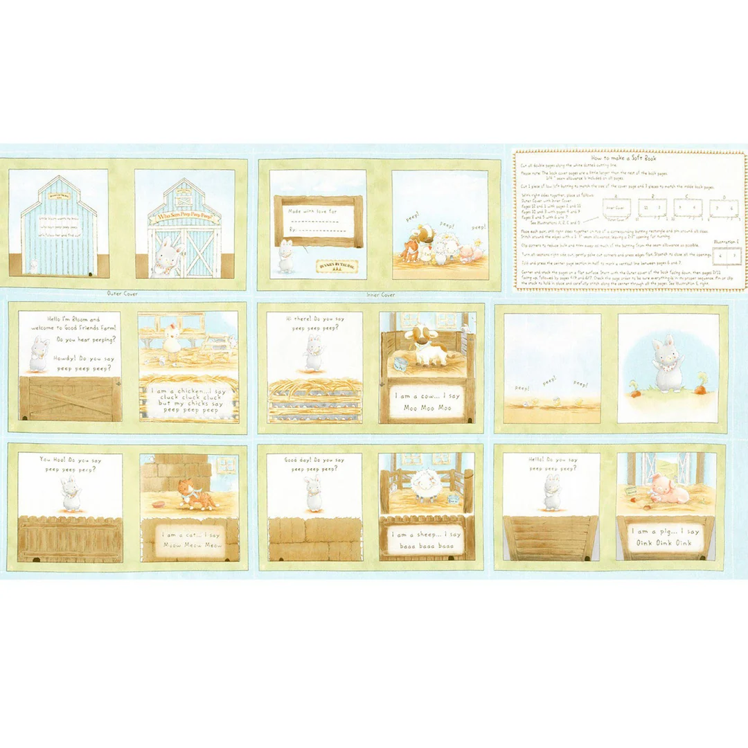 RETIRED - Fabric - Good Friend Farm Book Panel - One Panel