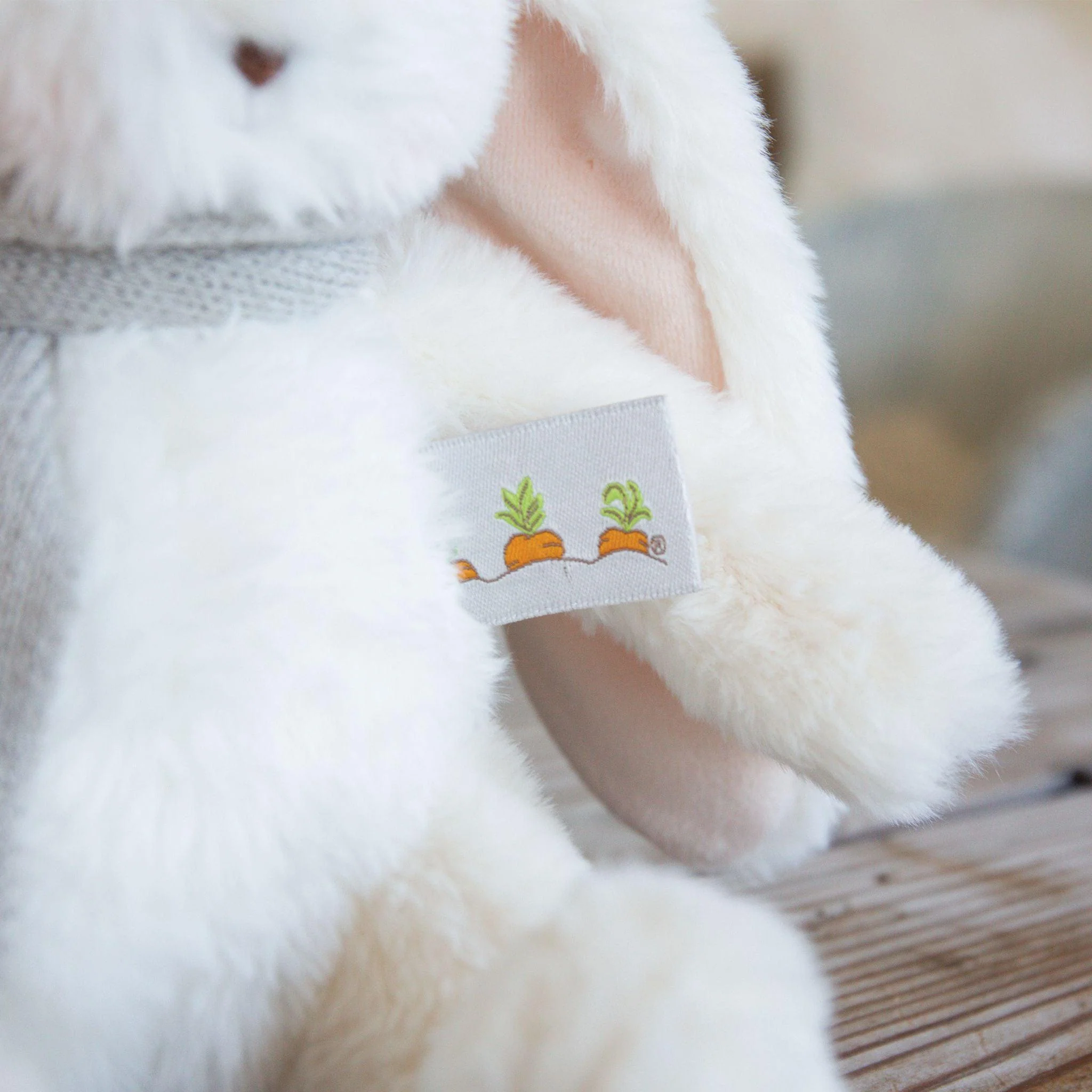 RETIRED - Holiday Wee Nibble Cream Bunny - Gray Scarf - Image 5