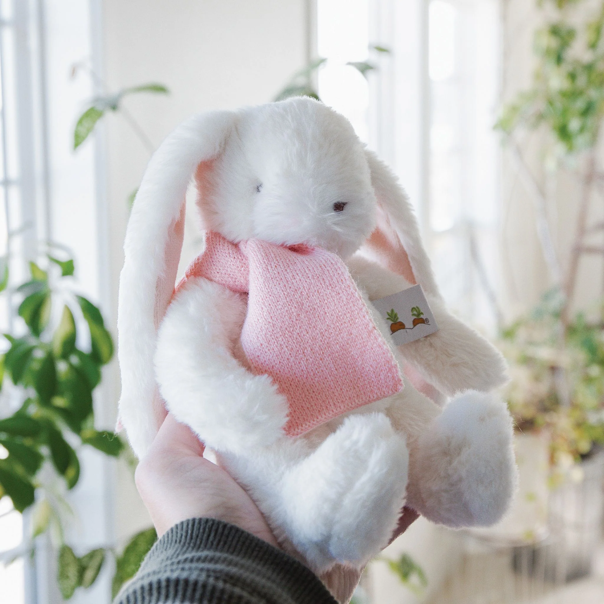 RETIRED - Holiday Wee Nibble Cream Bunny - Pink Scarf - Image 2
