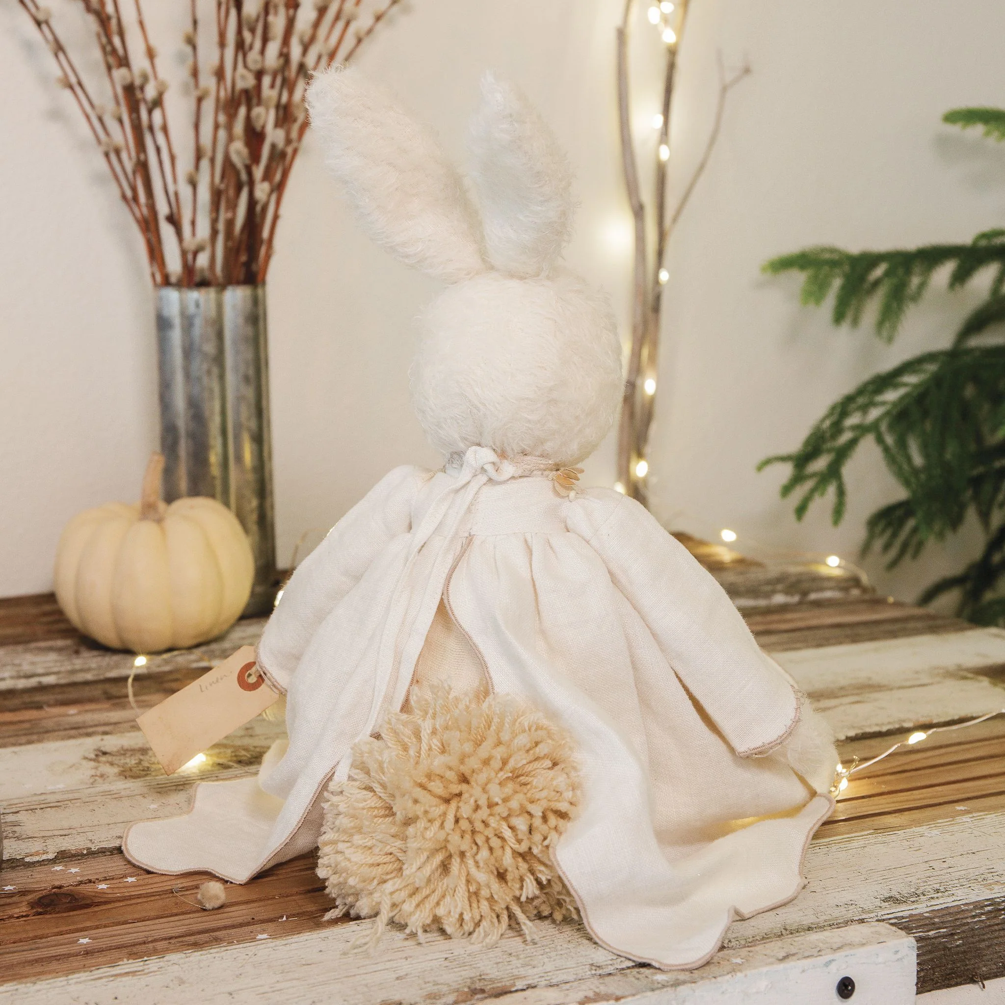 RETIRED - Hutch Studio - Ella Elegant - Hand-Crafted Cream Mohair Bunny - Image 11