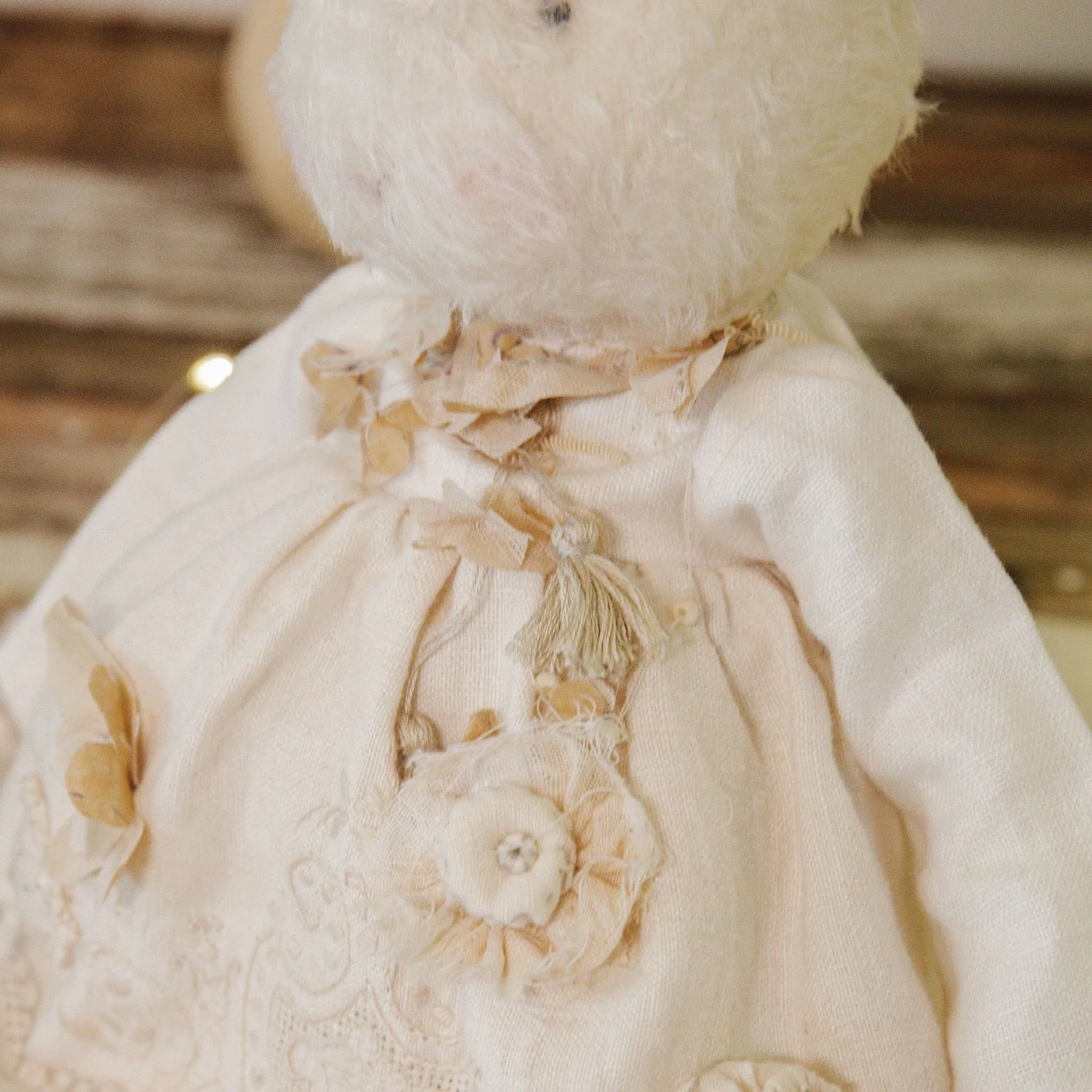 RETIRED - Hutch Studio - Ella Elegant - Hand-Crafted Cream Mohair Bunny - Image 3