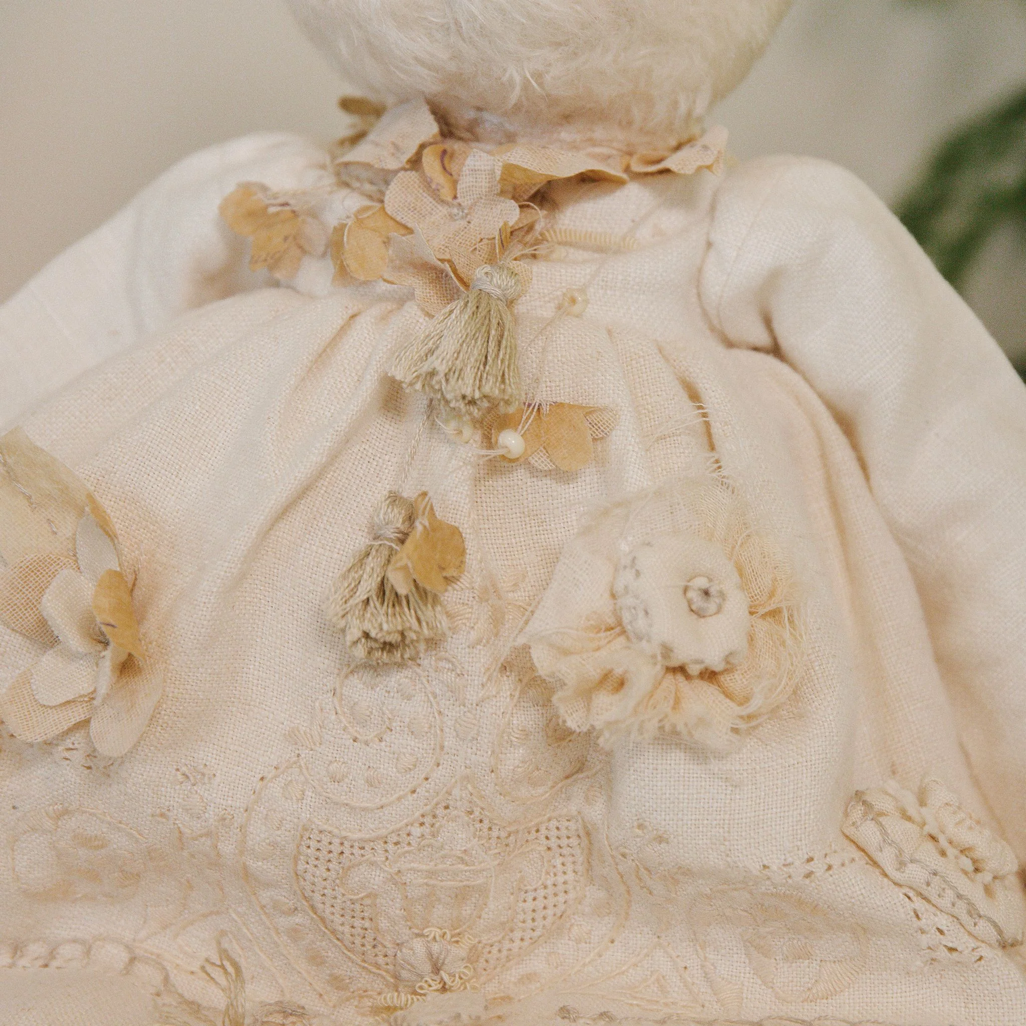 RETIRED - Hutch Studio - Ella Elegant - Hand-Crafted Cream Mohair Bunny - Image 4