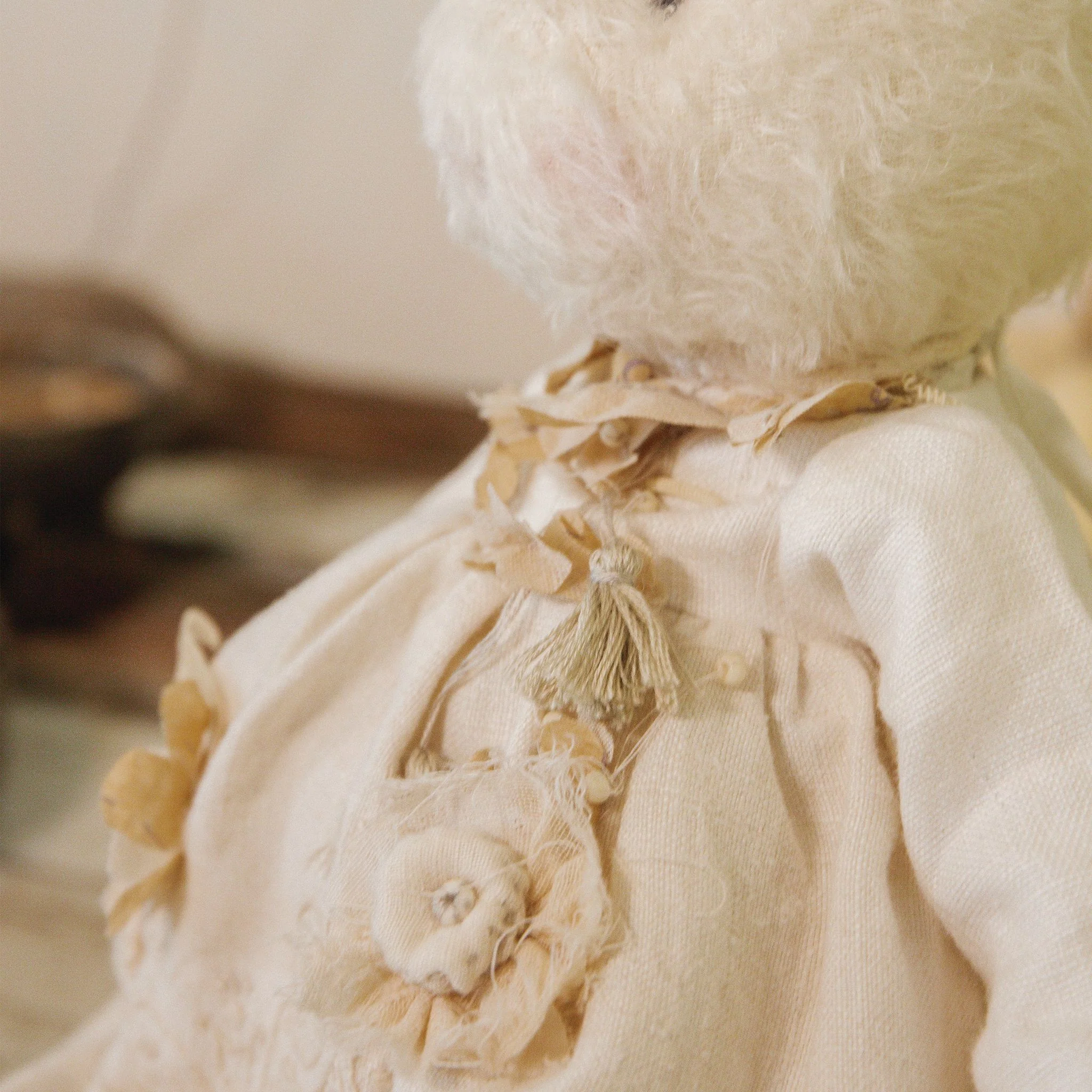 RETIRED - Hutch Studio - Ella Elegant - Hand-Crafted Cream Mohair Bunny - Image 8