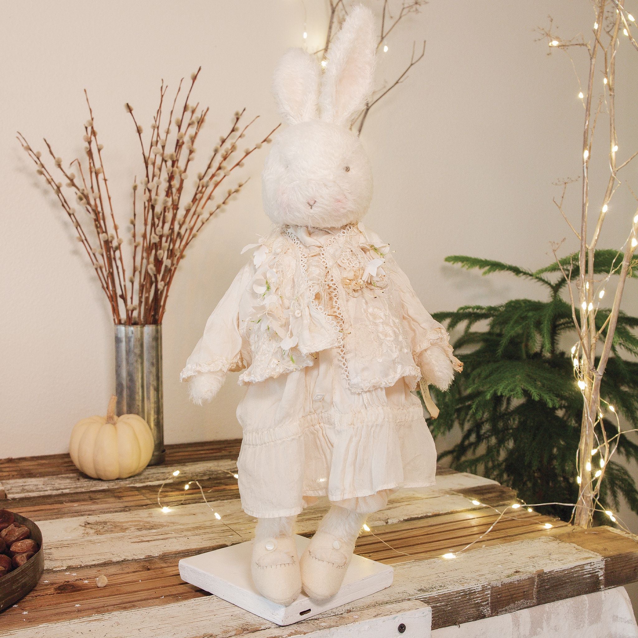 RETIRED - Hutch Studio - Della Delicate - Hand-Crafted Cream Mohair Bunny
