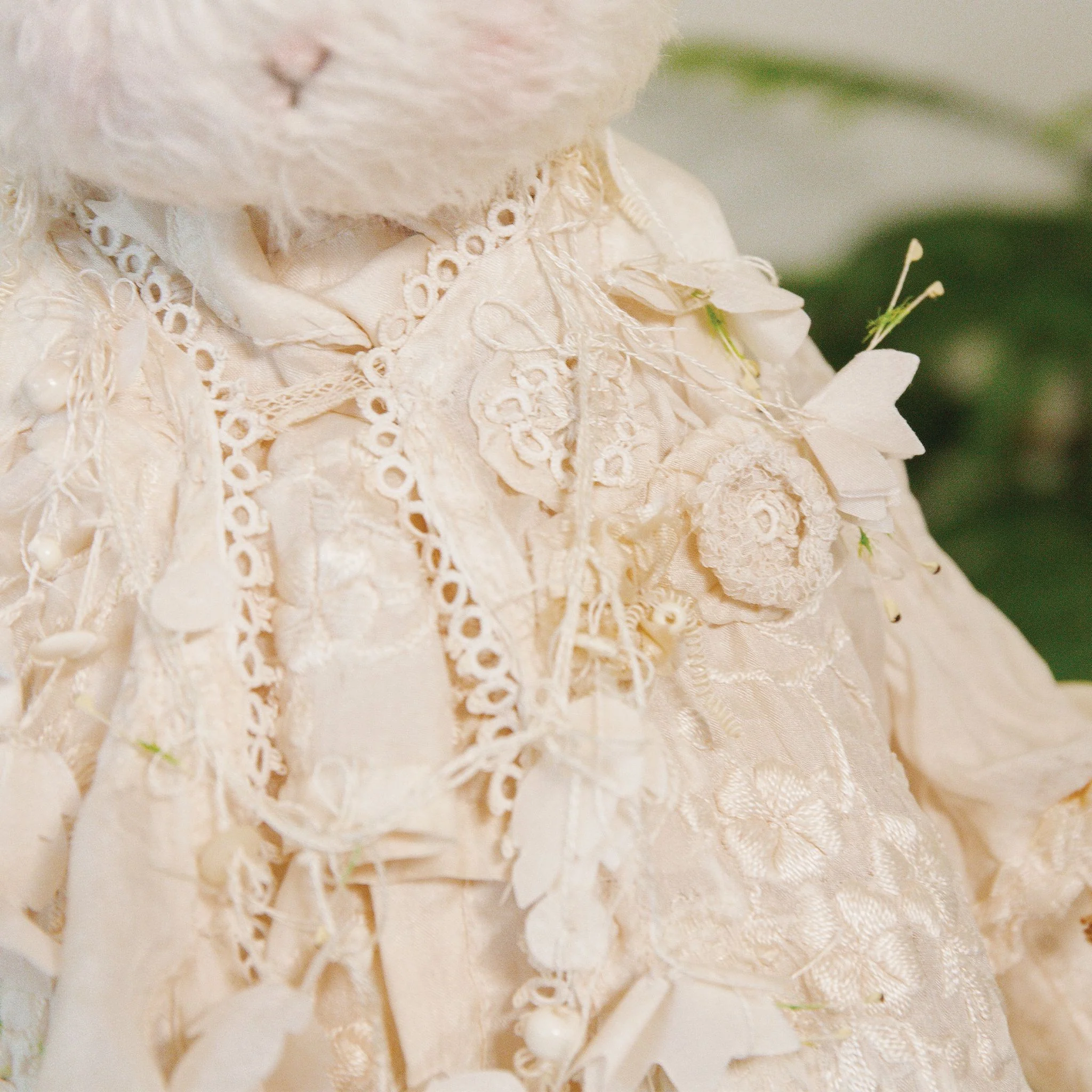RETIRED - Hutch Studio - Della Delicate - Hand-Crafted Cream Mohair Bunny - Image 2