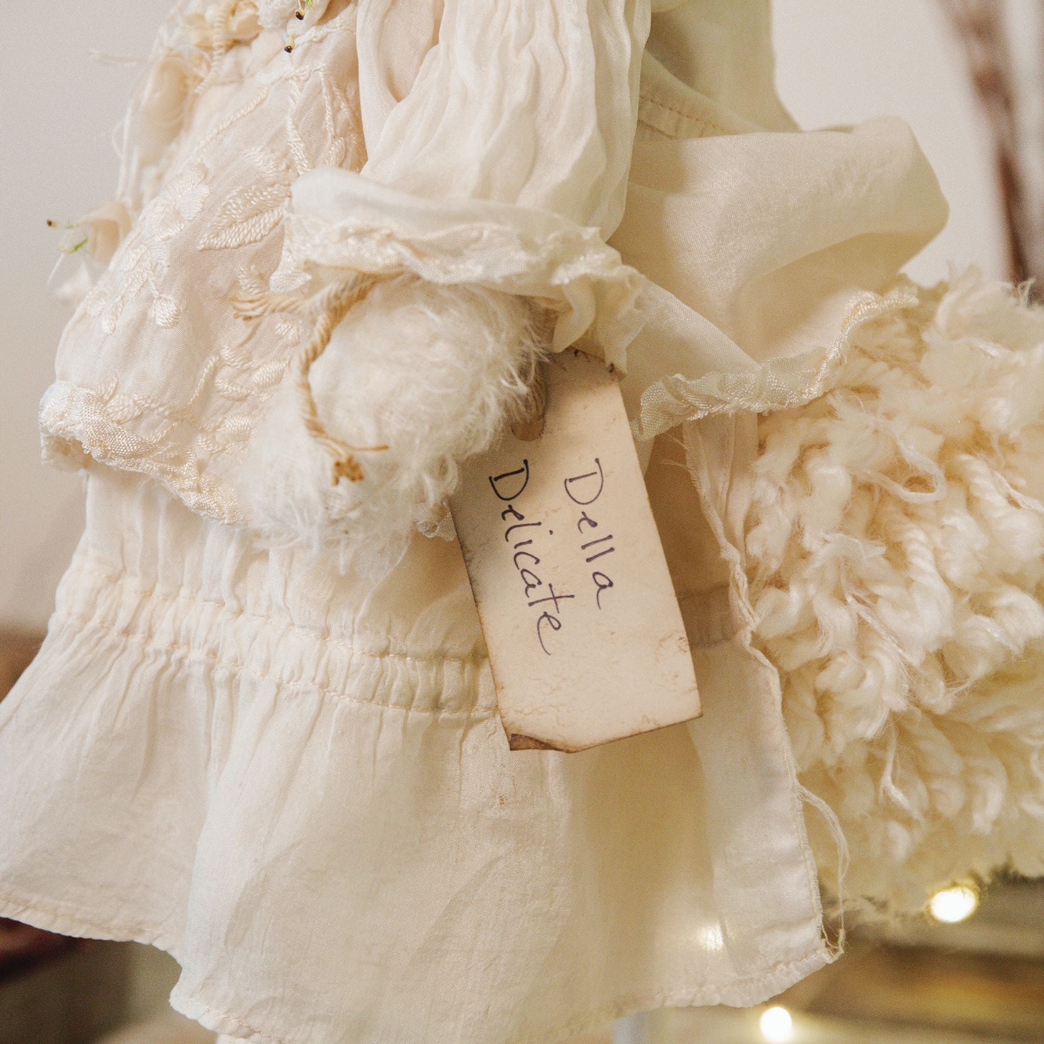 RETIRED - Hutch Studio - Della Delicate - Hand-Crafted Cream Mohair Bunny - Image 4