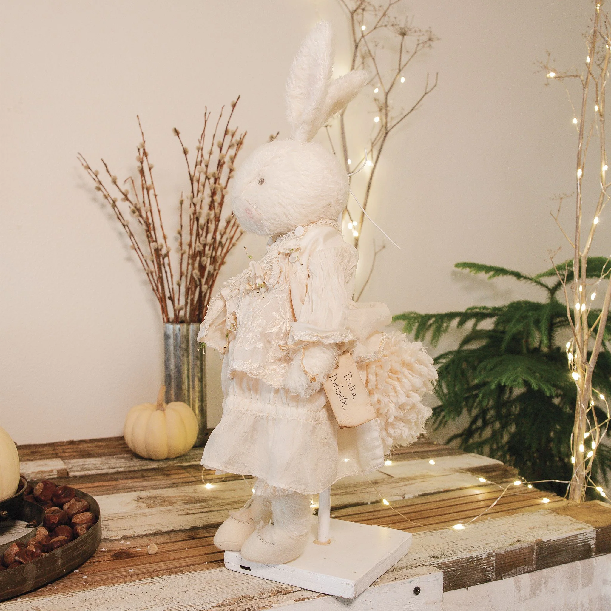 RETIRED - Hutch Studio - Della Delicate - Hand-Crafted Cream Mohair Bunny - Image 9