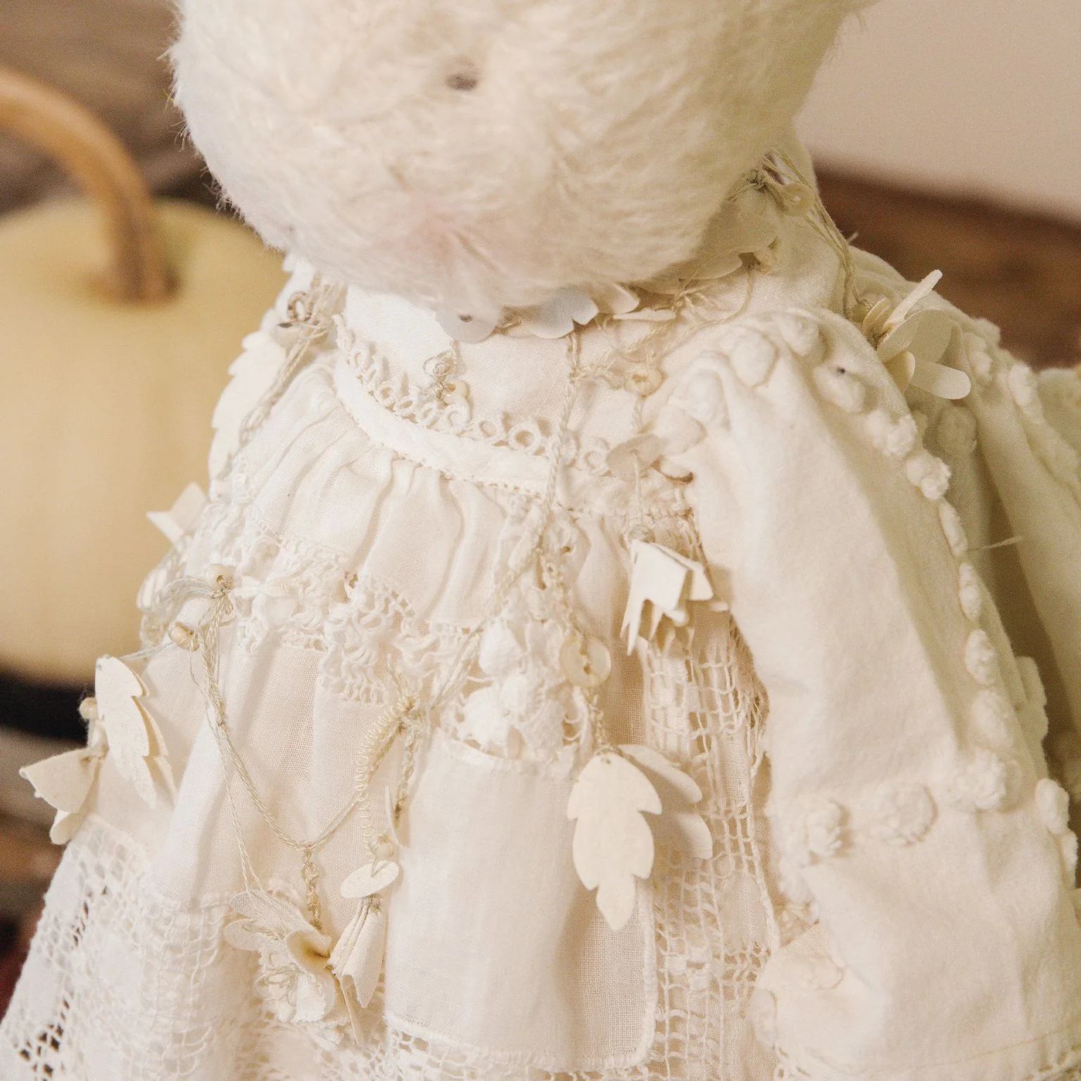 RETIRED - Hutch Studio - Fancy Fanciful - Hand-Crafted Cream Mohair Bunny - Image 3