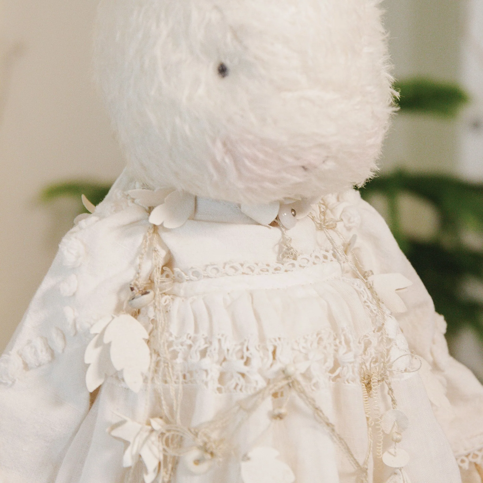 RETIRED - Hutch Studio - Fancy Fanciful - Hand-Crafted Cream Mohair Bunny - Image 4