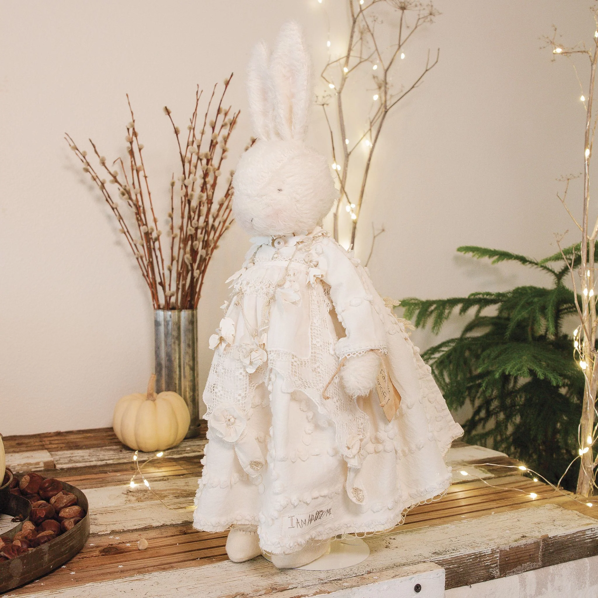 RETIRED - Hutch Studio - Fancy Fanciful - Hand-Crafted Cream Mohair Bunny - Image 9