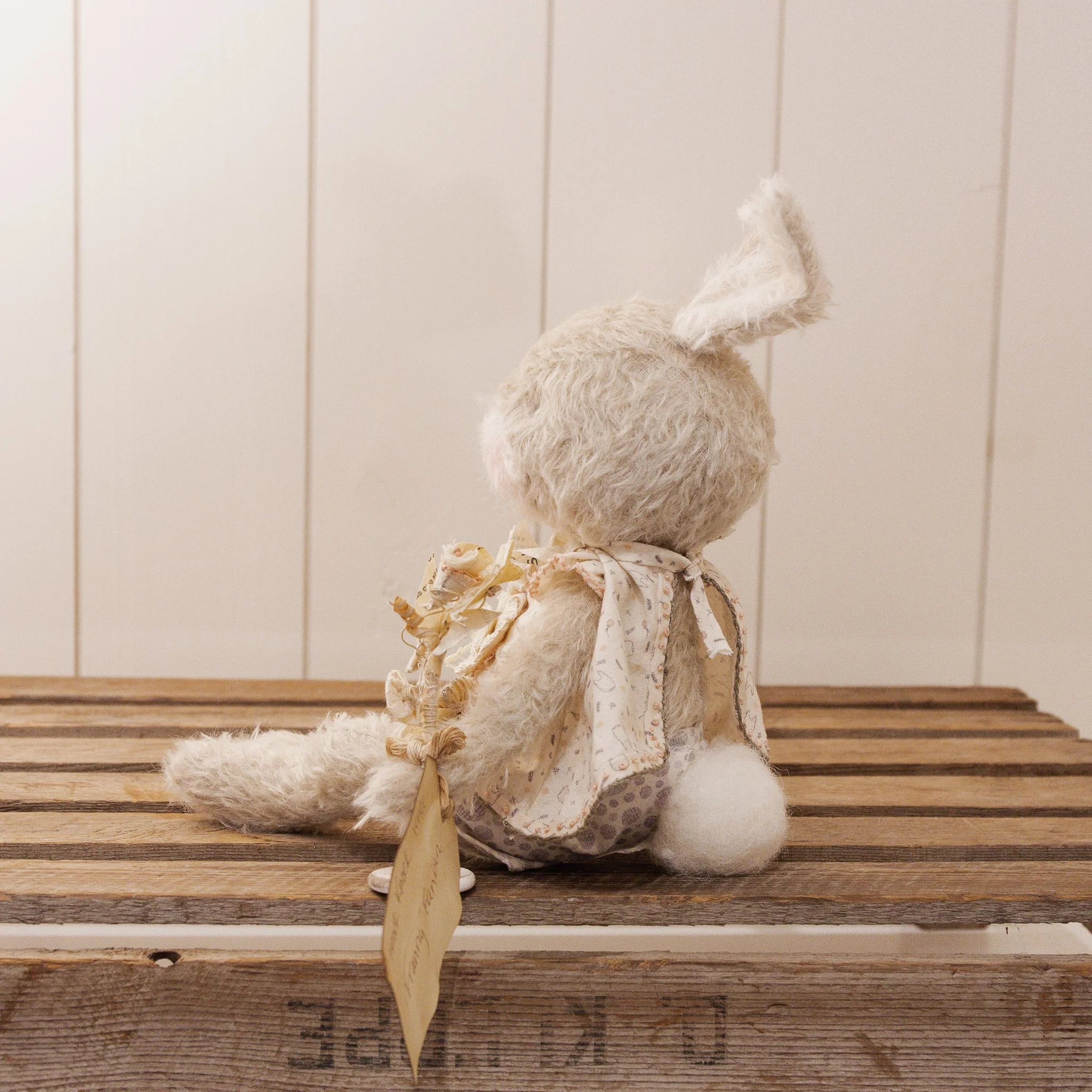 RETIRED Hutch Studio - Franny FunBun - Hand-Crafted Sparse Mohair Cream Bunny - Image 8