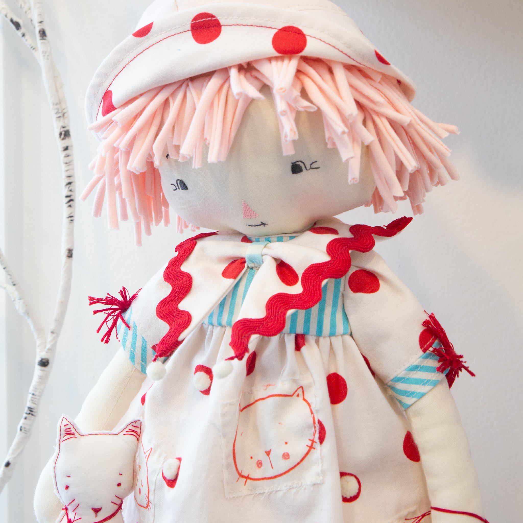 RETIRED - Hutch Studio - Kat & My Kitty - Make and Mend One of a Kind Doll - Image 2