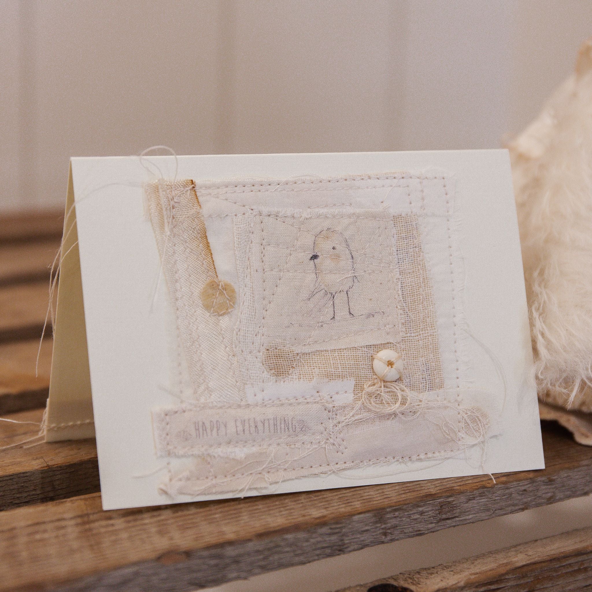 RETIRED - Hutch Studio - Miss Lovey Love Note - Hand-Crafted Curly Mohair Cream Bunny - Image 8