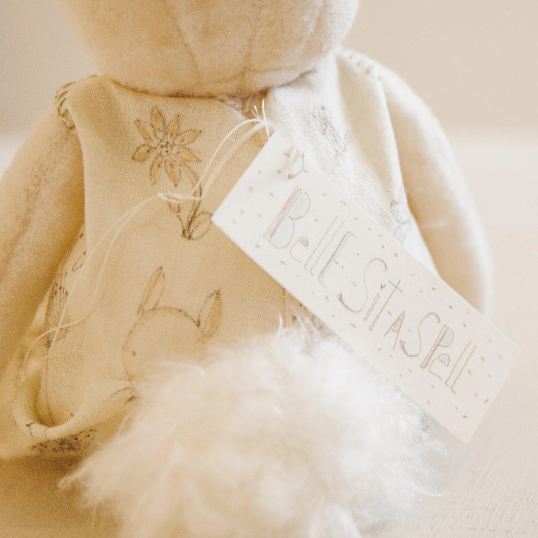 RETIRED - Hutch Studio Original - Belle Sit-a-Spell - Hand-Crafted Cotton & Wool Bunny - Image 5