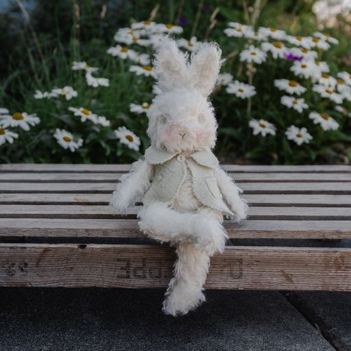 RETIRED - Hutch Studio Original - Hop Curly Top 1 - Hand-Crafted Mohair & Vintage Wool Bunny