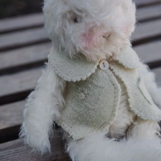 RETIRED - Hutch Studio Original - Hop Curly Top 1 - Hand-Crafted Mohair & Vintage Wool Bunny - Image 2