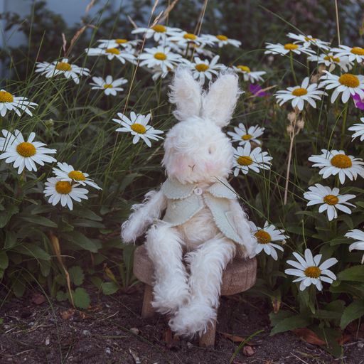 RETIRED - Hutch Studio Original - Hop Curly Top 1 - Hand-Crafted Mohair & Vintage Wool Bunny - Image 5