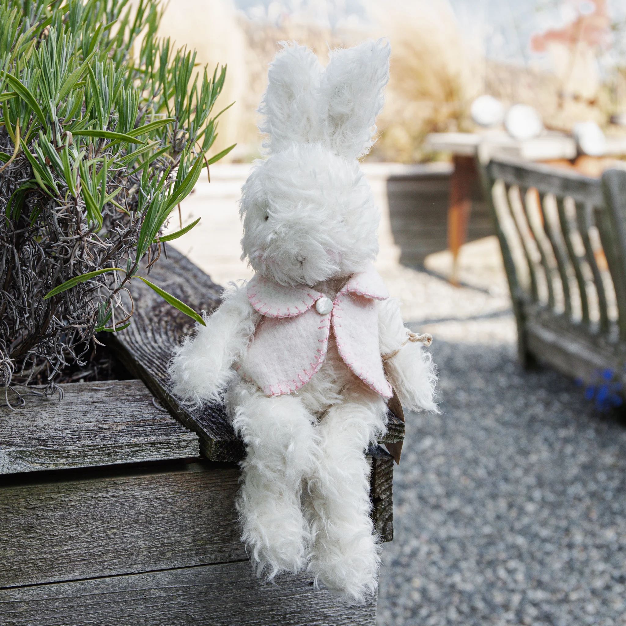 RETIRED - Hutch Studio Original - Hop Curly Top II - Hand-Crafted Mohair & Vintage Wool Bunny
