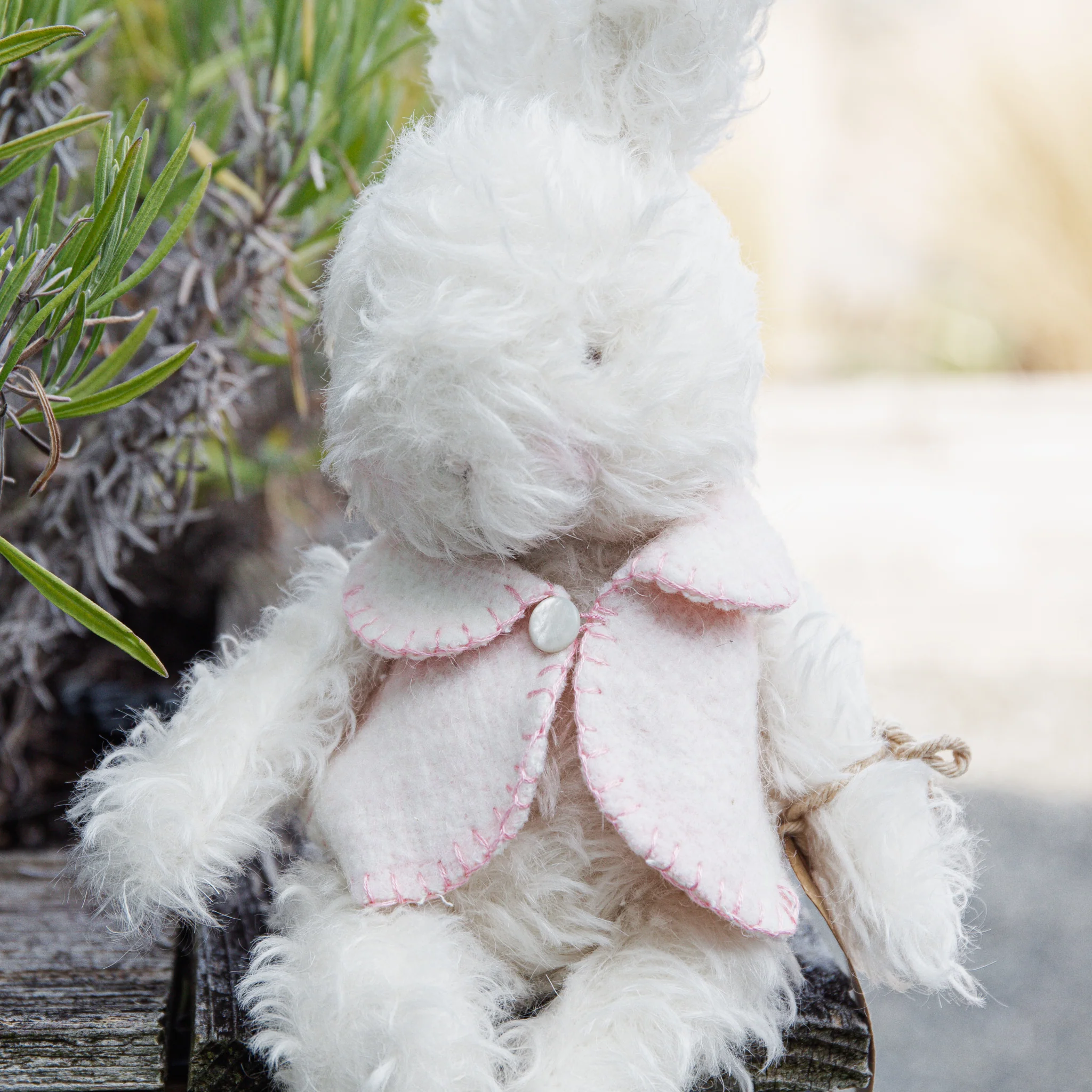 RETIRED - Hutch Studio Original - Hop Curly Top II - Hand-Crafted Mohair & Vintage Wool Bunny - Image 2
