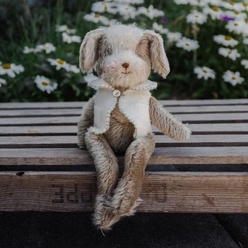 RETIRED - Hutch Studio Original - Kip Yip - Hand-Crafted Mohair & Vintage Wool Puppy