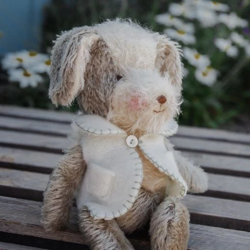 RETIRED - Hutch Studio Original - Kip Yip - Hand-Crafted Mohair & Vintage Wool Puppy - Image 2