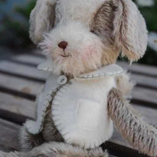 RETIRED - Hutch Studio Original - Kip Yip - Hand-Crafted Mohair & Vintage Wool Puppy - Image 3