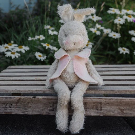 RETIRED - Hutch Studio Original - Moe Hare - Hand-Crafted Mohair & Vintage Wool Bunny