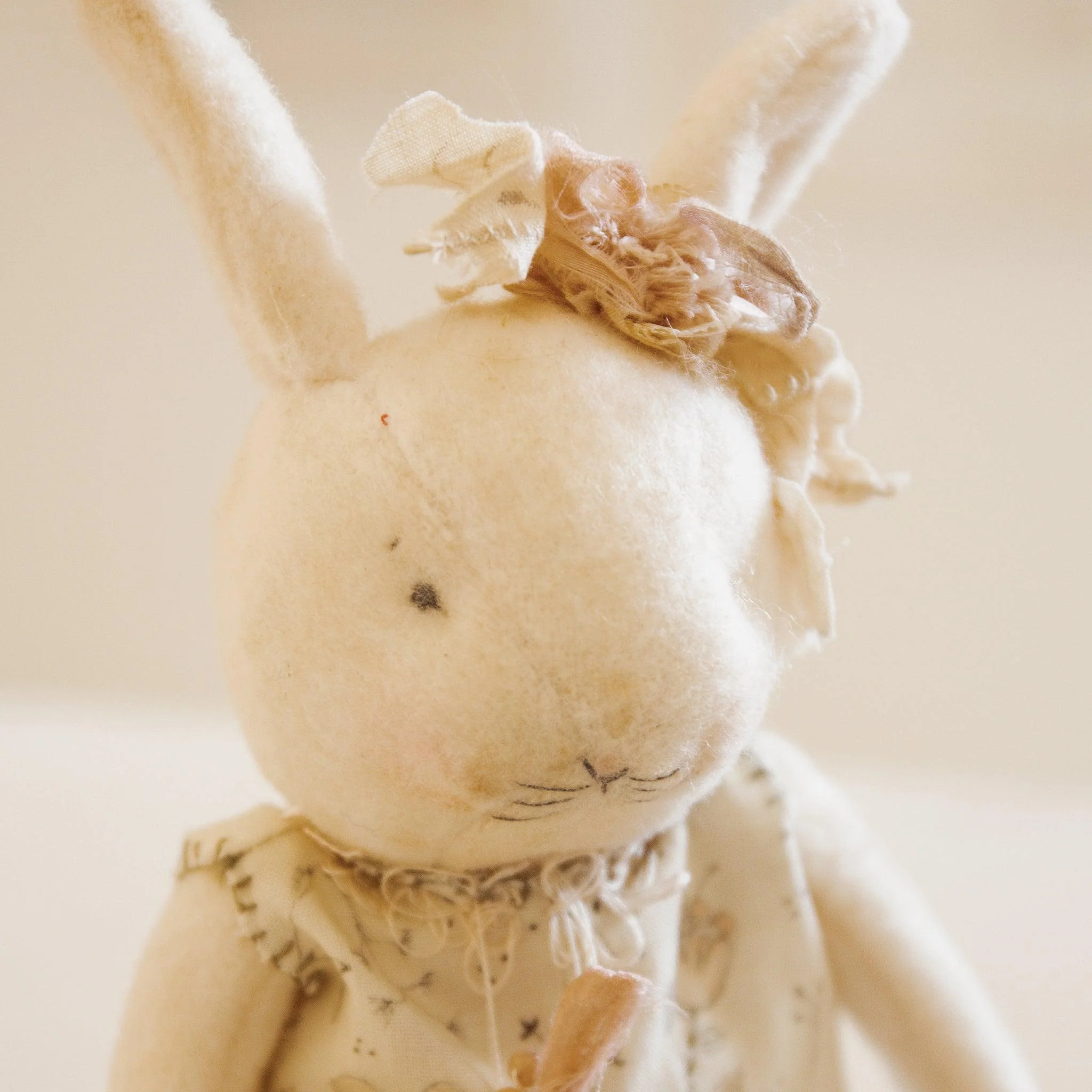 RETIRED - Hutch Studio Original - Nel Sit-a-Spell - Hand-Crafted Cotton & Wool Bunny - Image 2