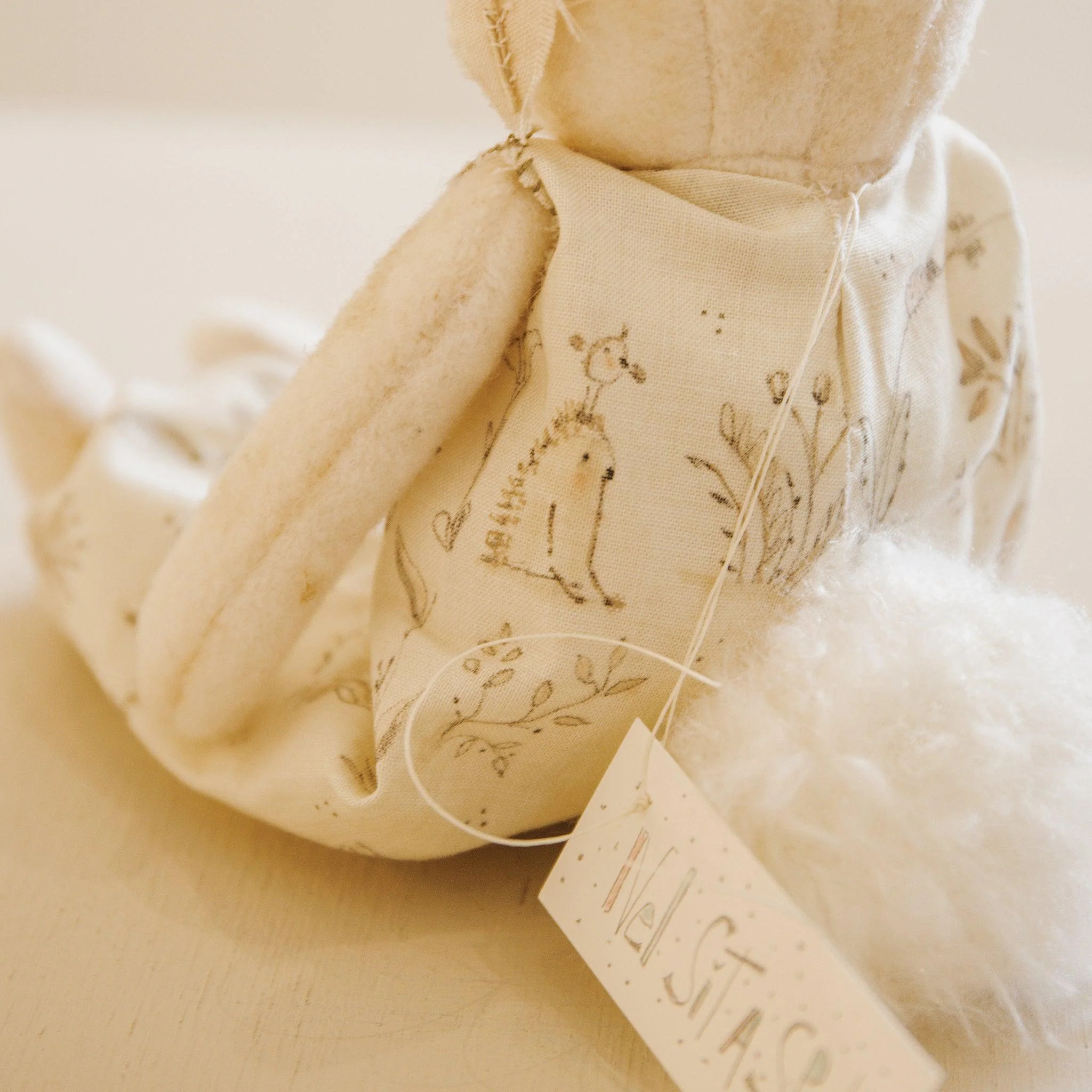 RETIRED - Hutch Studio Original - Nel Sit-a-Spell - Hand-Crafted Cotton & Wool Bunny - Image 4