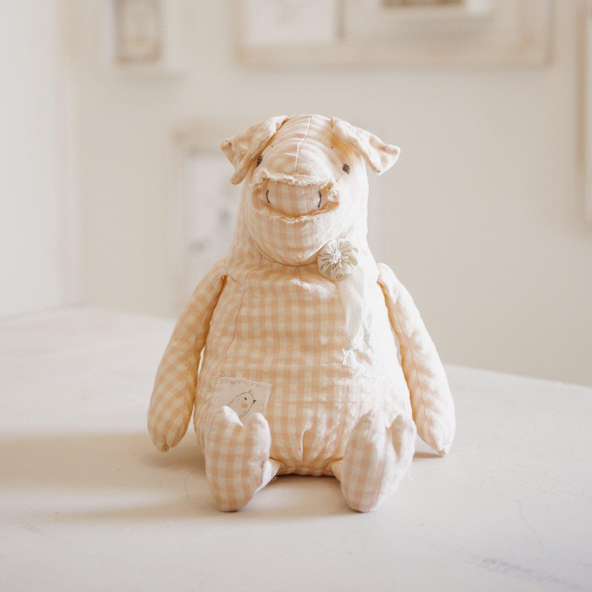RETIRED - Hutch Studio Original - Sweet Peach - Hand-Crafted Cotton Pig