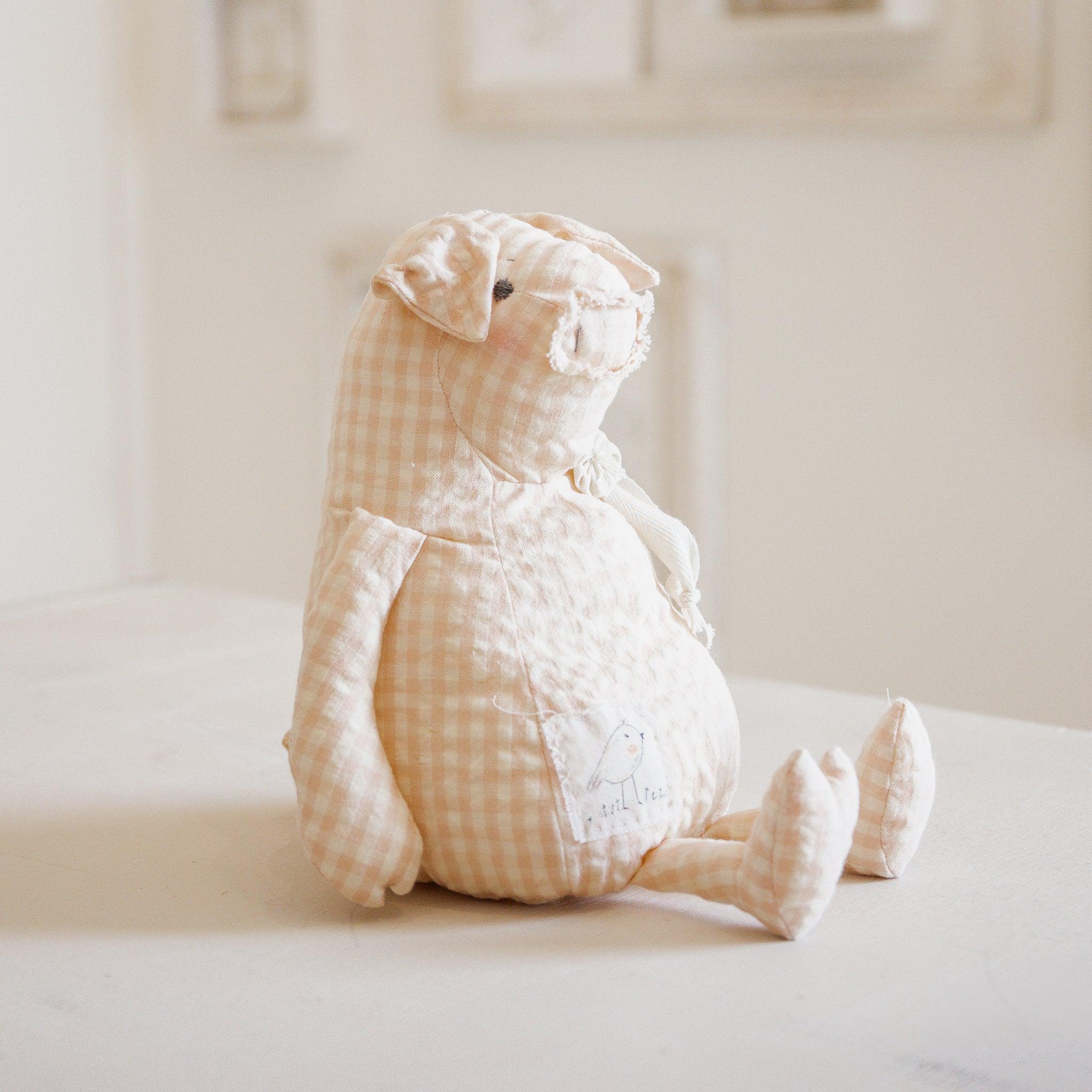 RETIRED - Hutch Studio Original - Sweet Peach - Hand-Crafted Cotton Pig - Image 2