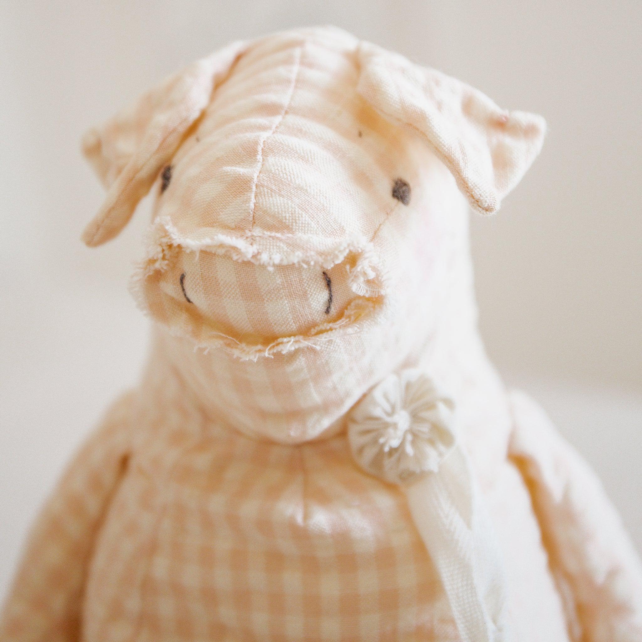 RETIRED - Hutch Studio Original - Sweet Peach - Hand-Crafted Cotton Pig - Image 5
