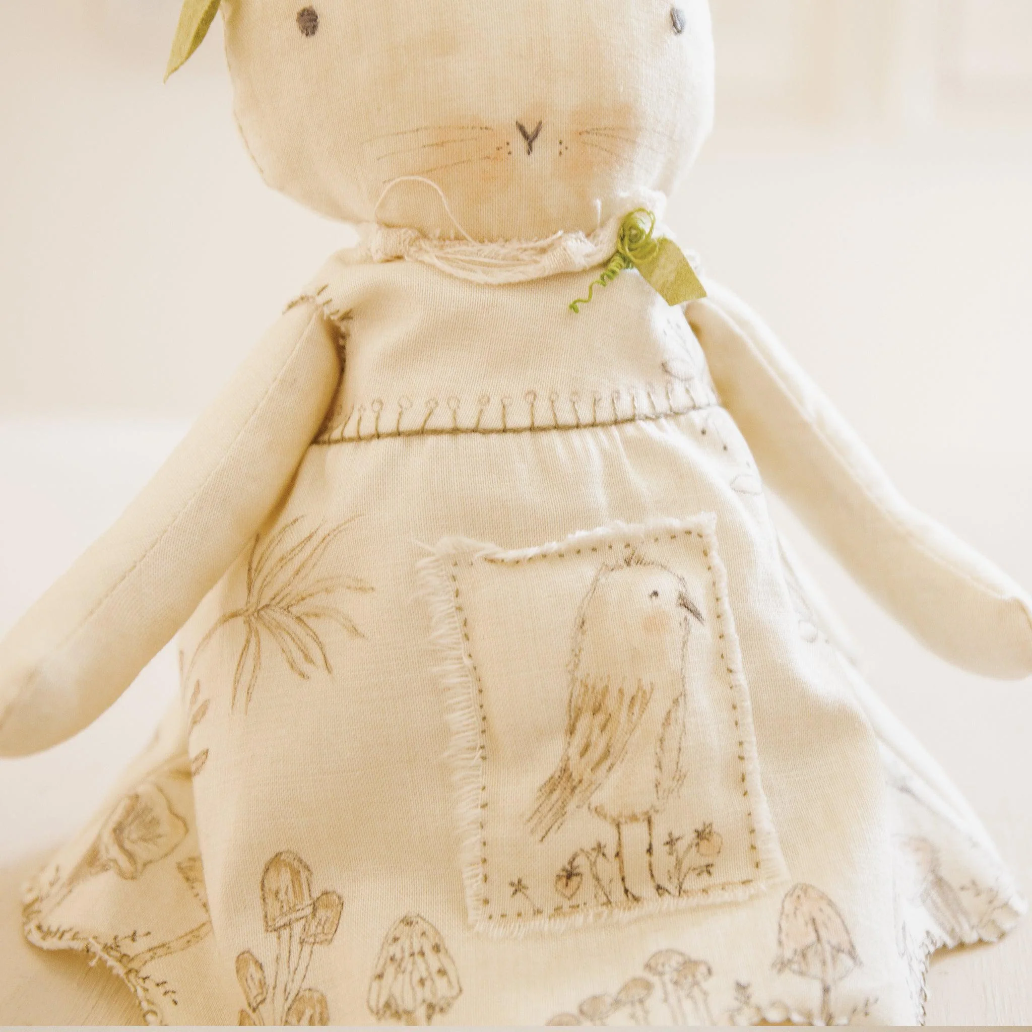 RETIRED - Hutch Studio Original - Teena Toadstool- Hand-Crafted Cotton & Knit Bunny - Image 2