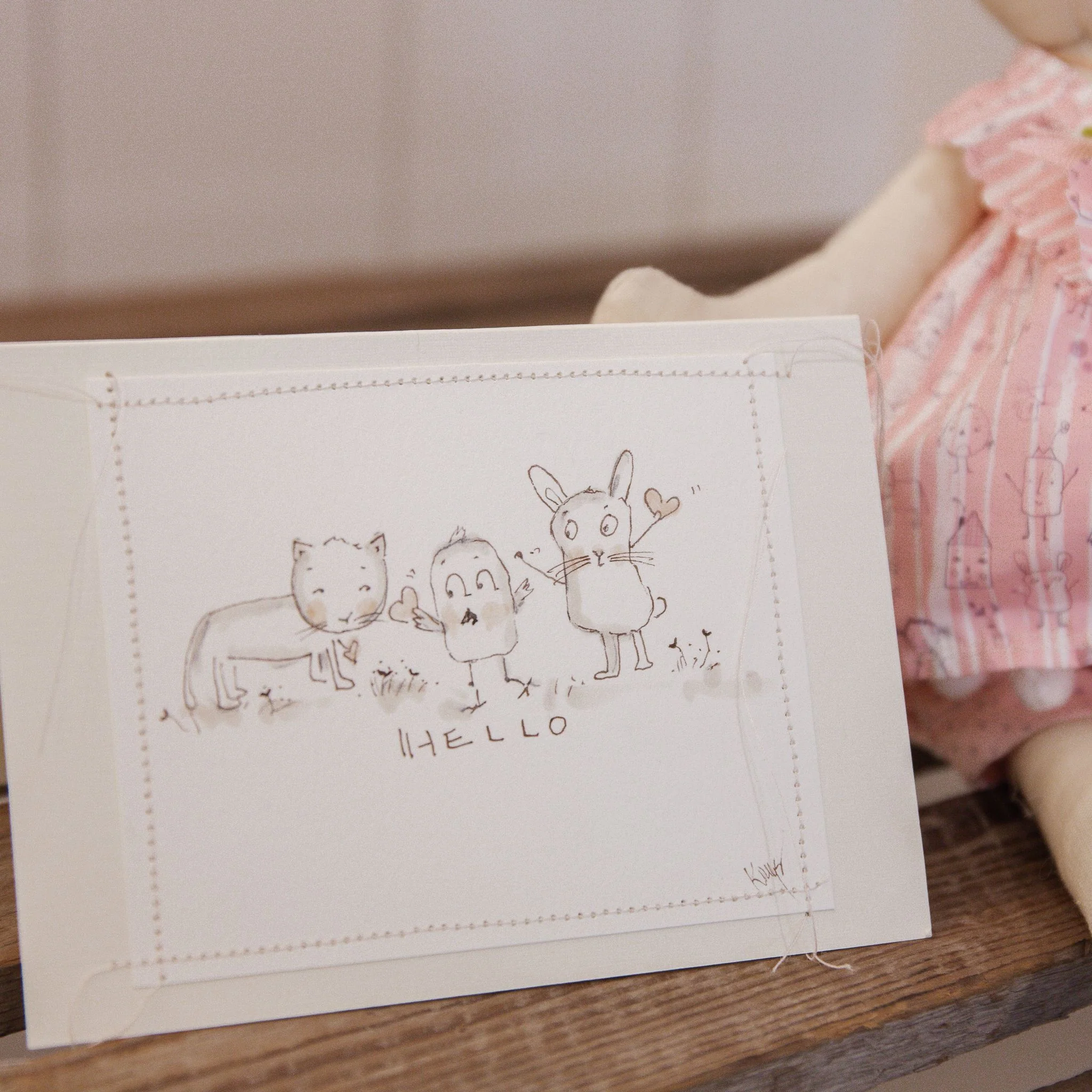 RETIRED - Hutch Studio - Pretty Sweet Penny - Hand-Crafted Cream Bunny - Image 7