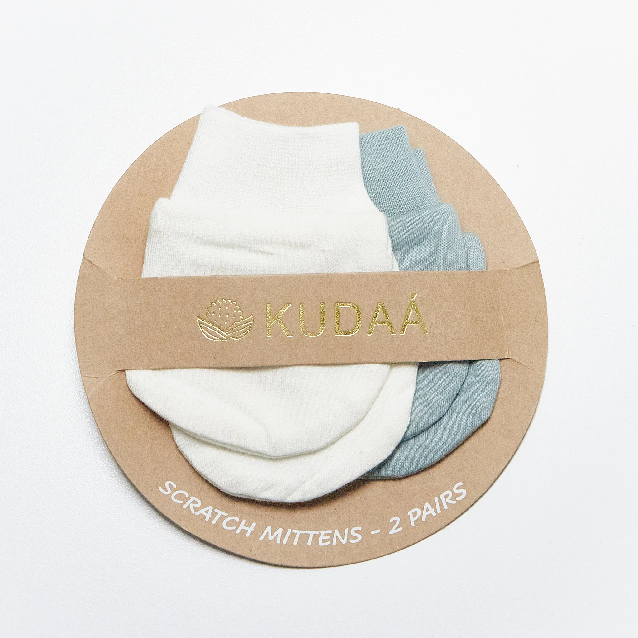 RETIRED - Kudaa Organic Baby Mitten Set - Bunny White & Bay Blue