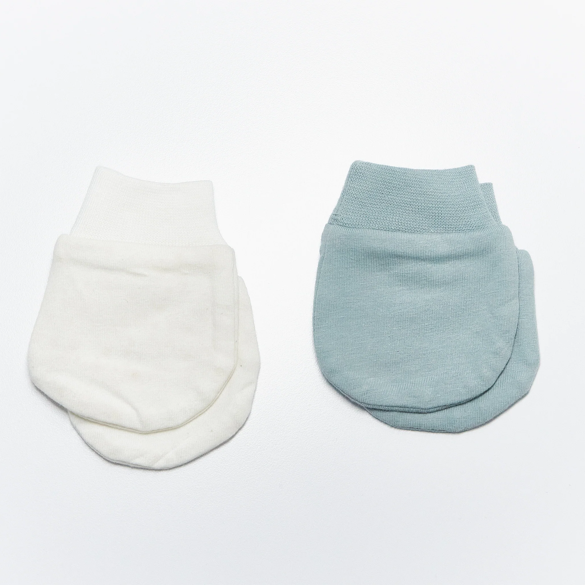 RETIRED - Kudaa Organic Baby Mitten Set - Bunny White & Bay Blue - Image 4