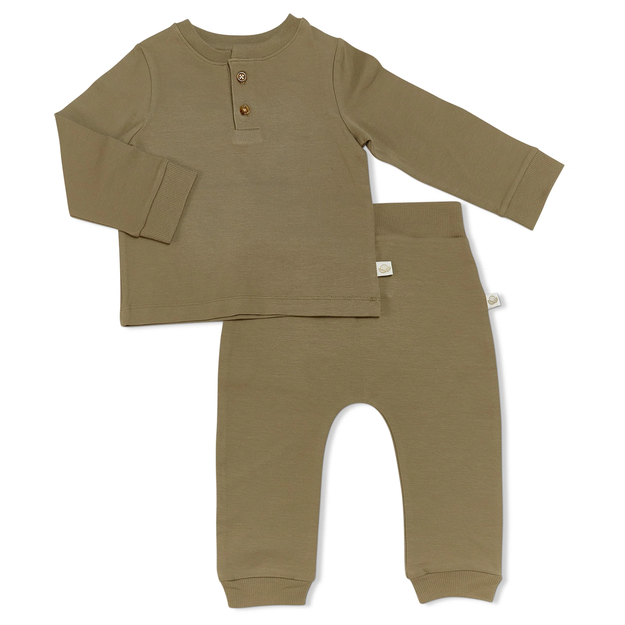 RETIRED - Organic Long Sleeve Bunny Pant Set - Bayleaf