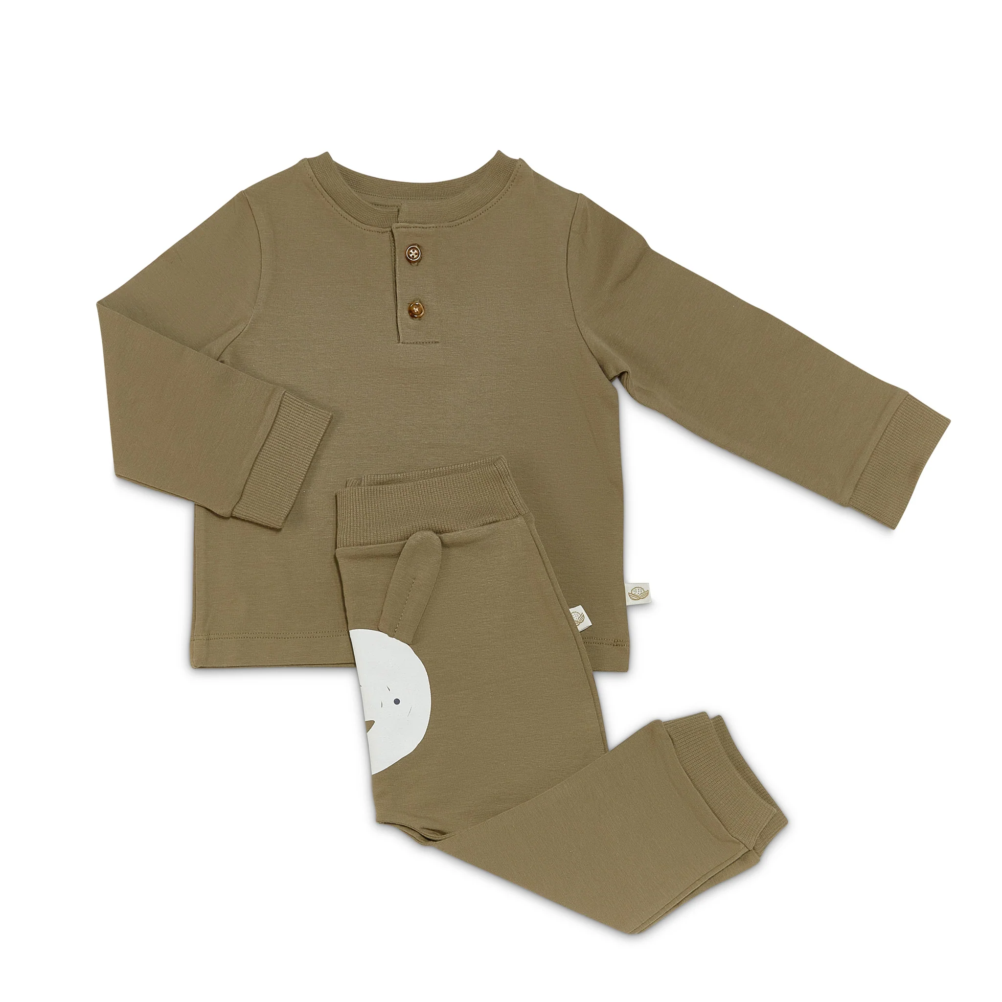 RETIRED - Organic Long Sleeve Bunny Pant Set - Bayleaf - Image 4
