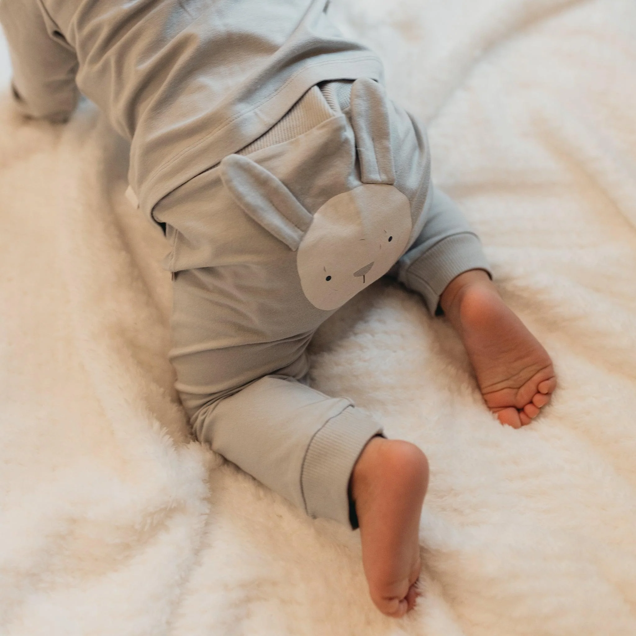 RETIRED - Organic Long Sleeve Bunny Pant Set - Pearl Blue - Image 2