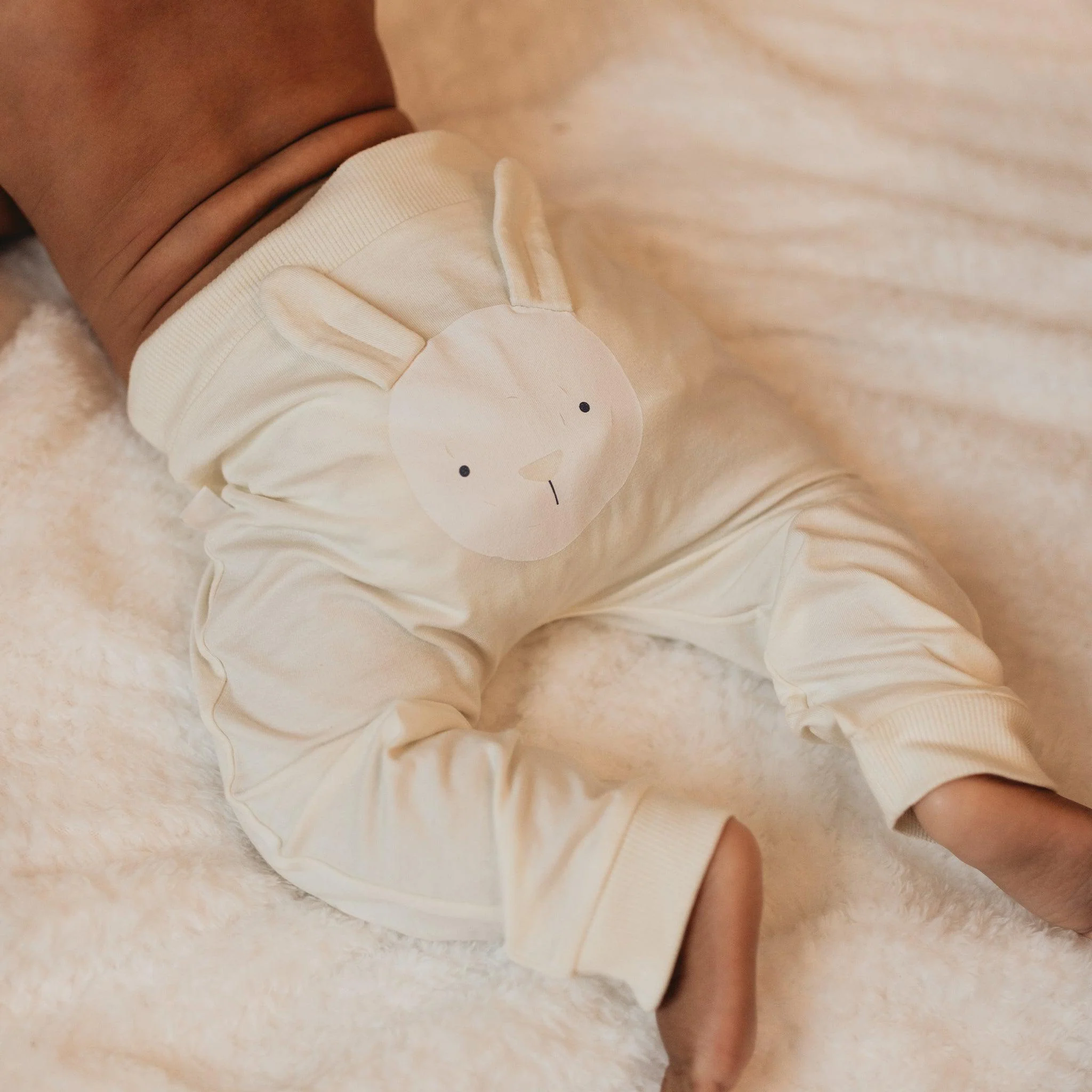 RETIRED - Organic Long Sleeve Bunny Pant Set - Sugar Cookie - Image 2